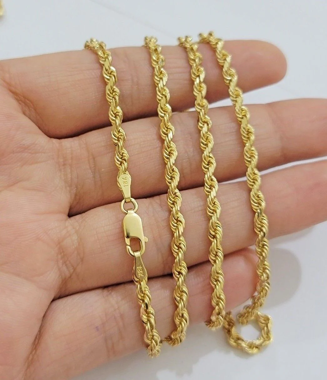 Real 18kt Yellow Gold Rope Chain Necklace 3mm 20' Inch Men Women SOLID HEAVY 18k - Image 9