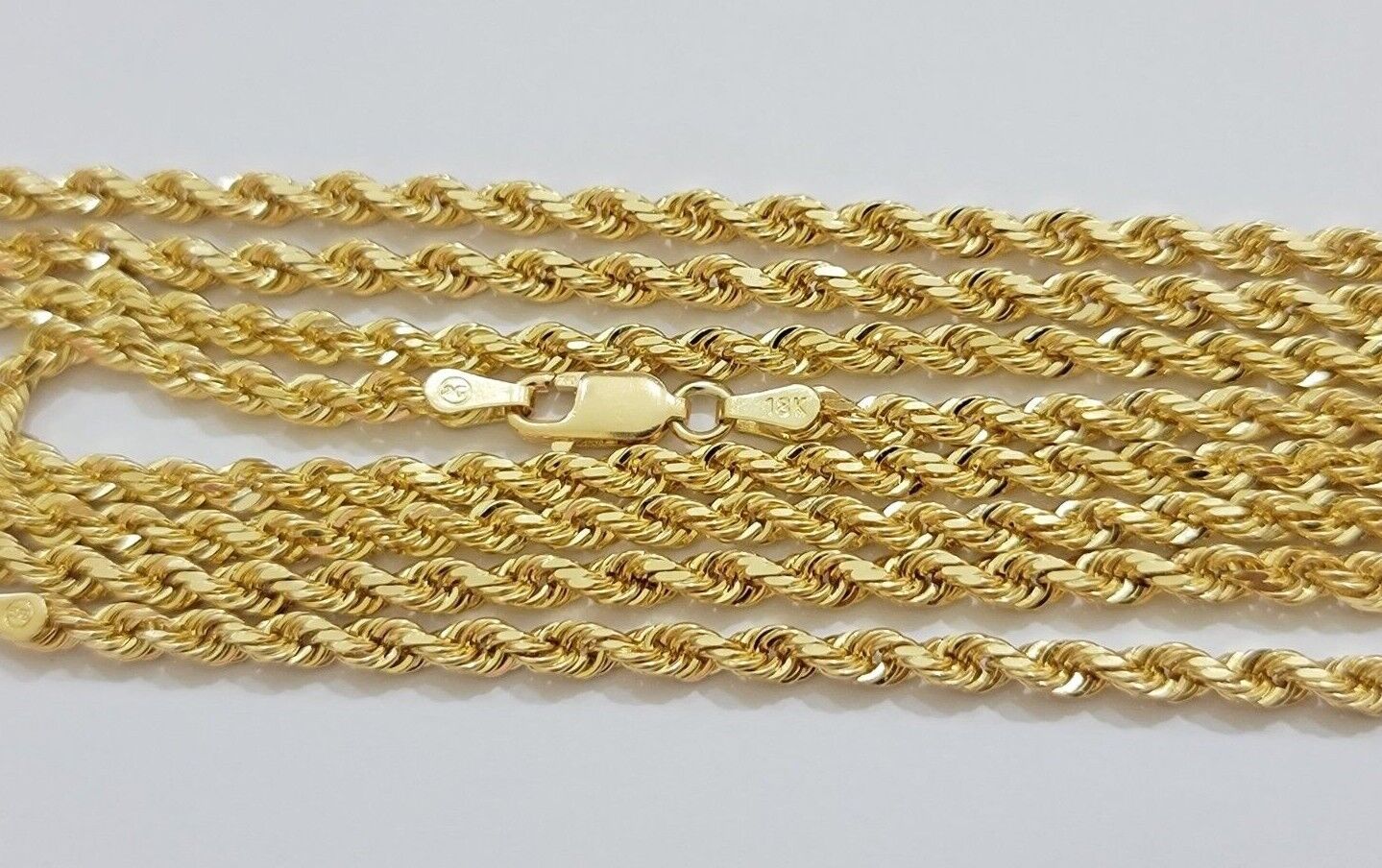 Real 18kt Yellow Gold Rope Chain Necklace 3mm 22 Inch Men Women SOLID HEAVY SALE - Image 7