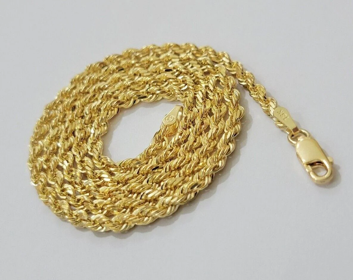 Real 18kt Yellow Gold Rope Chain Necklace 3mm 22 Inch Men Women SOLID HEAVY SALE - Image 8