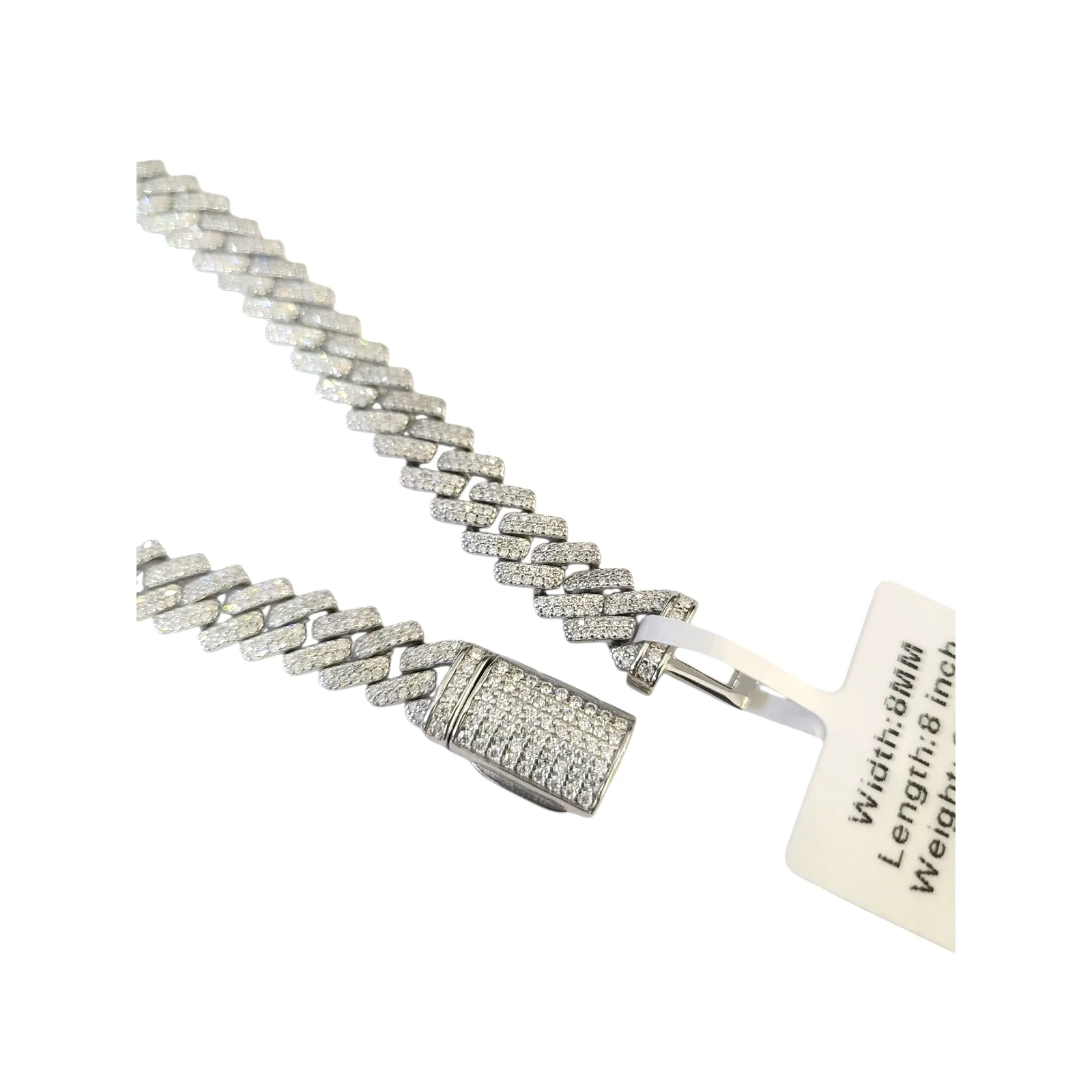 Moissanite Bracelet Real 925 Silver Cuban Link 8 Inch 8mm Women Men - Image 4