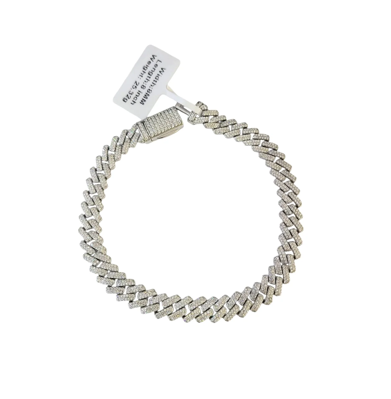 Moissanite Bracelet Real 925 Silver Cuban Link 8 Inch 8mm Women Men - Image 5