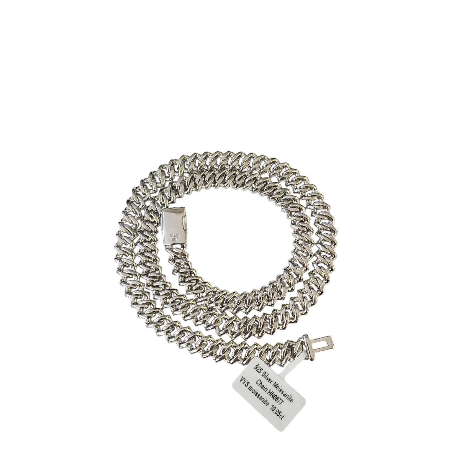 Moissanite Necklace Cuban Link Chain Real 925 Silver 22 Inch 10mm For Ladies - Image 10