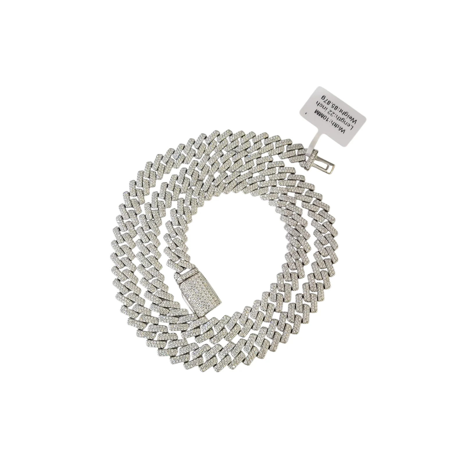 Moissanite Necklace Cuban Link Chain Real 925 Silver 22 Inch 10mm For Ladies - Image 6