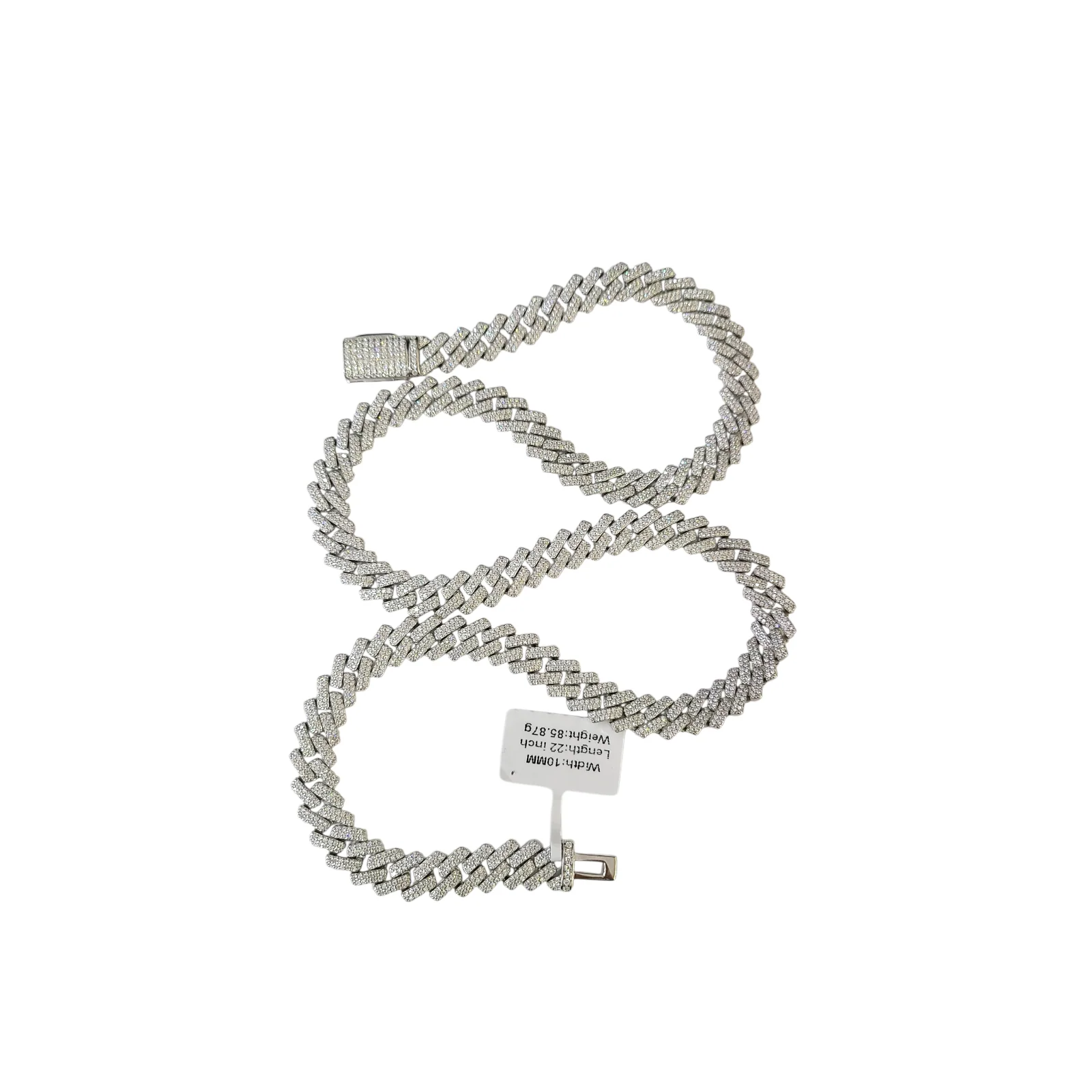 Real 925 Silver Moissanite Necklace Cuban Link Chain 22 Inch 10mm For Men - Image 8