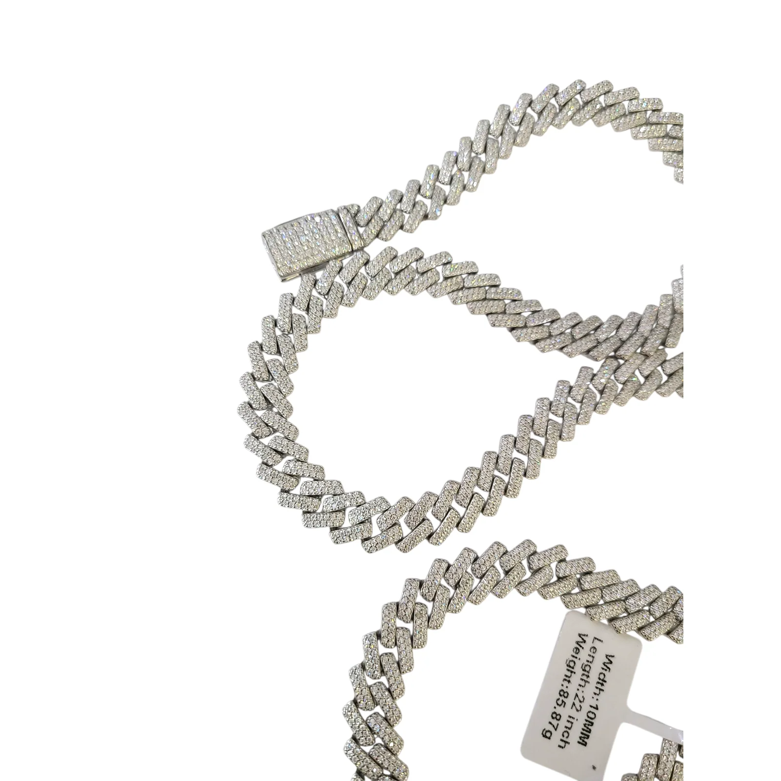 Real 925 Silver Moissanite Necklace Cuban Link Chain 22 Inch 10mm For Men - Image 9