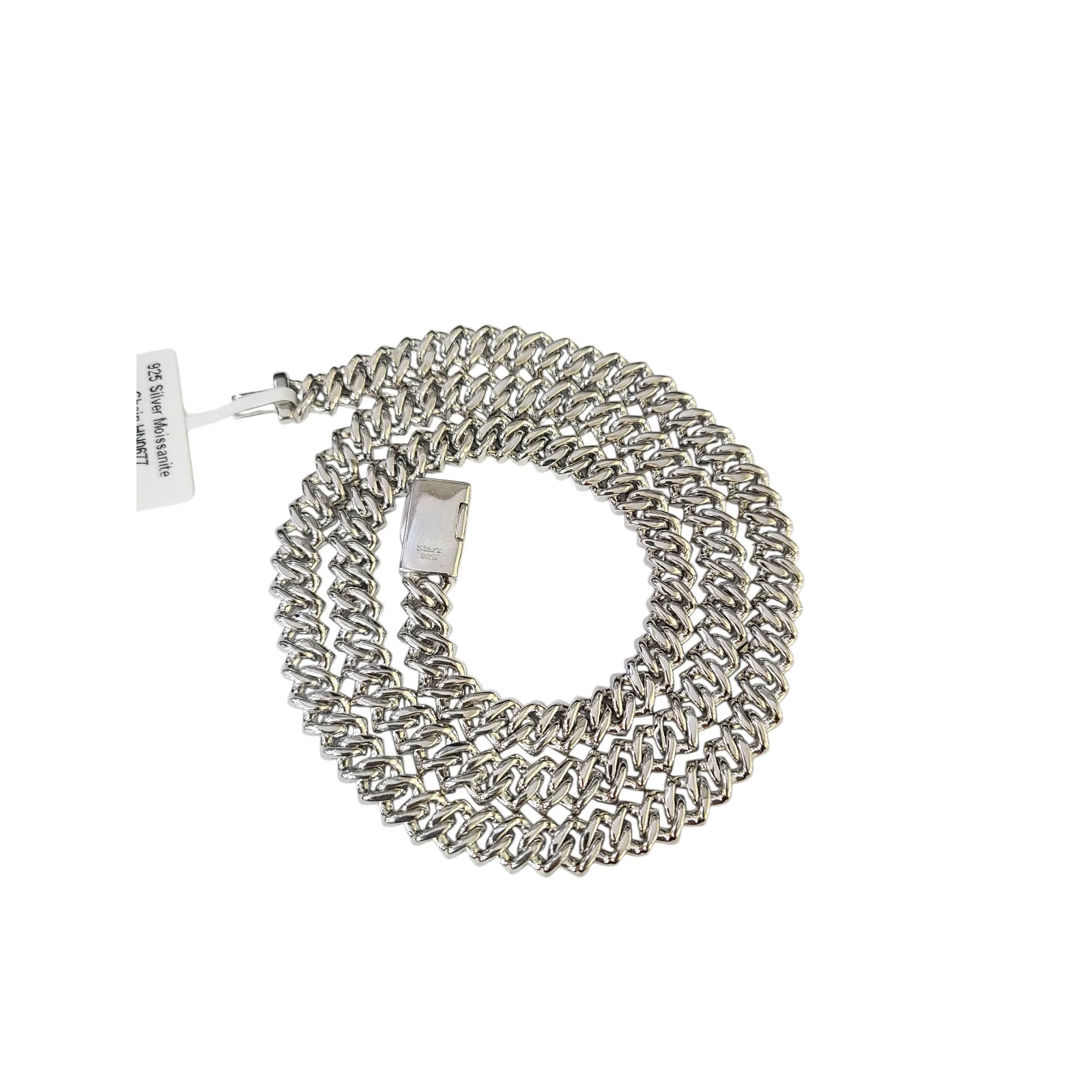 Real 925 Silver Moissanite Necklace Cuban Link Chain 22 Inch 8mm Women Men - Image 7