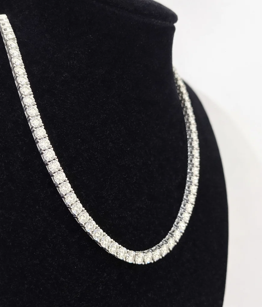 Real 925 Silver Moissanite Tennis Necklace Chain 22 Inch 4mm Women Men - Image 3
