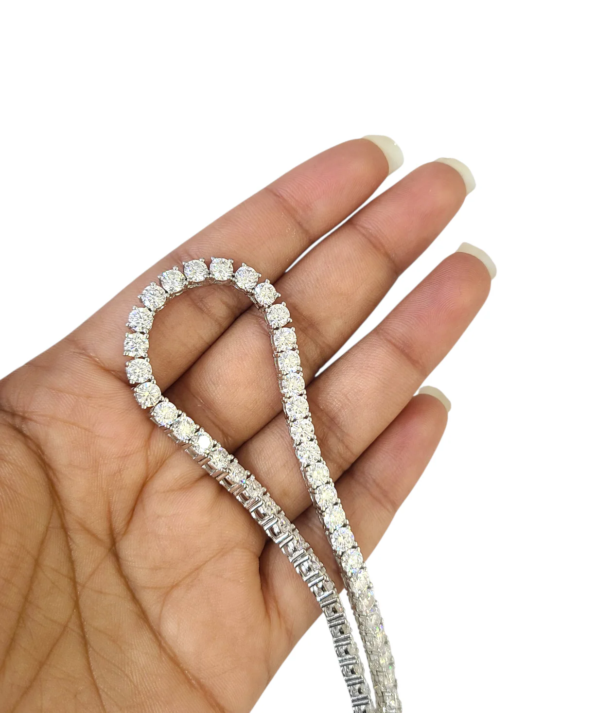 Real 925 Silver Moissanite Tennis Necklace Chain 22 Inch 4mm Women Men - Image 4