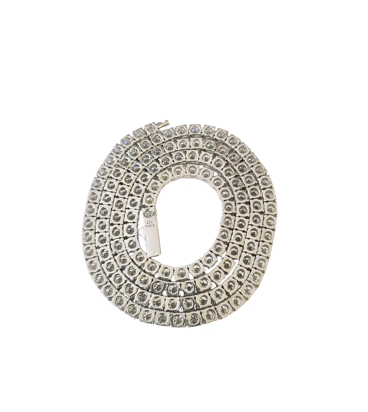Real 925 Silver Moissanite Tennis Necklace Chain 22 Inch 4mm Women Men - Image 9