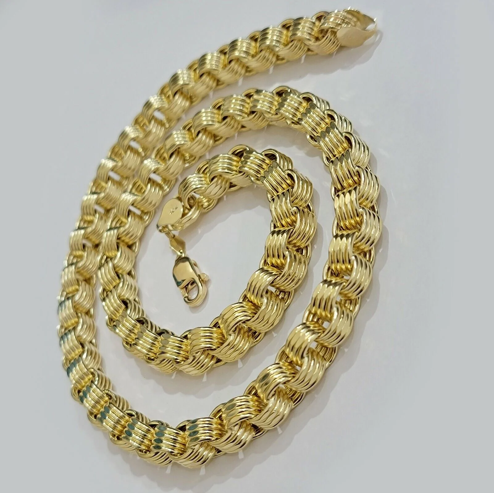 Real Box Byzantine chain necklace 7mm 10K Yellow Gold 26 Inches Men's 10KT - Image 7