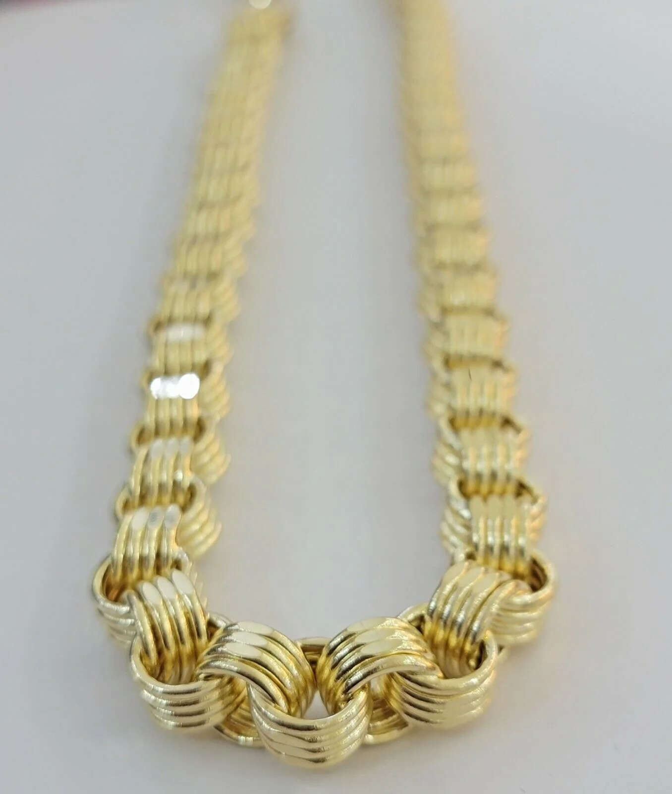 Real Box Byzantine chain necklace 7mm 10K Yellow Gold 22 Inches Men's 10KT - Image 5