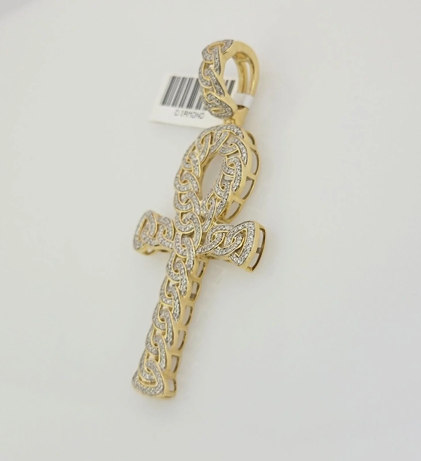 Real Diamond Ankh Cross Charm Pendant 10k Yellow Gold men's 1 CT Natural Daimond - Image 5