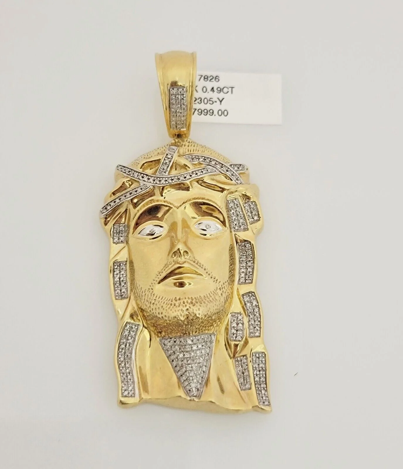 Real Diamond Charm Pendant Jesus Head 10k Yellow Gold Solid mens 1/2 CT Daimond - Image 4