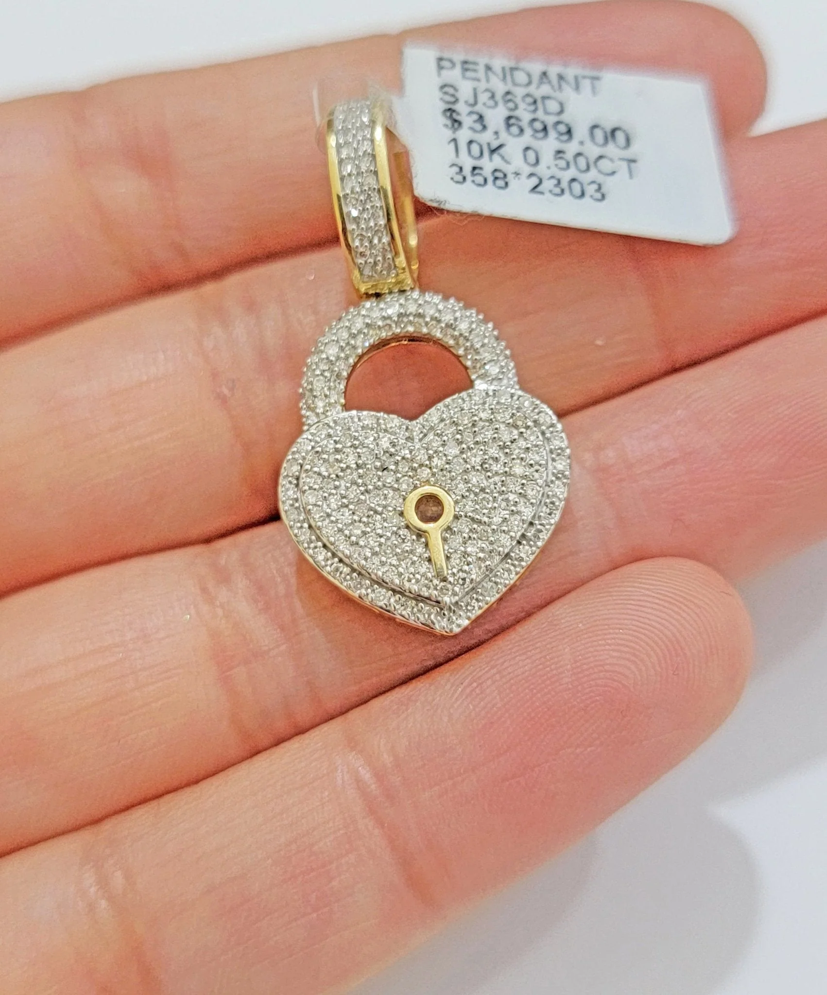 Real Diamond Heart Key charm pendant Real 10k gold 1/2 Natural Diamonds For Men Women - Image 2