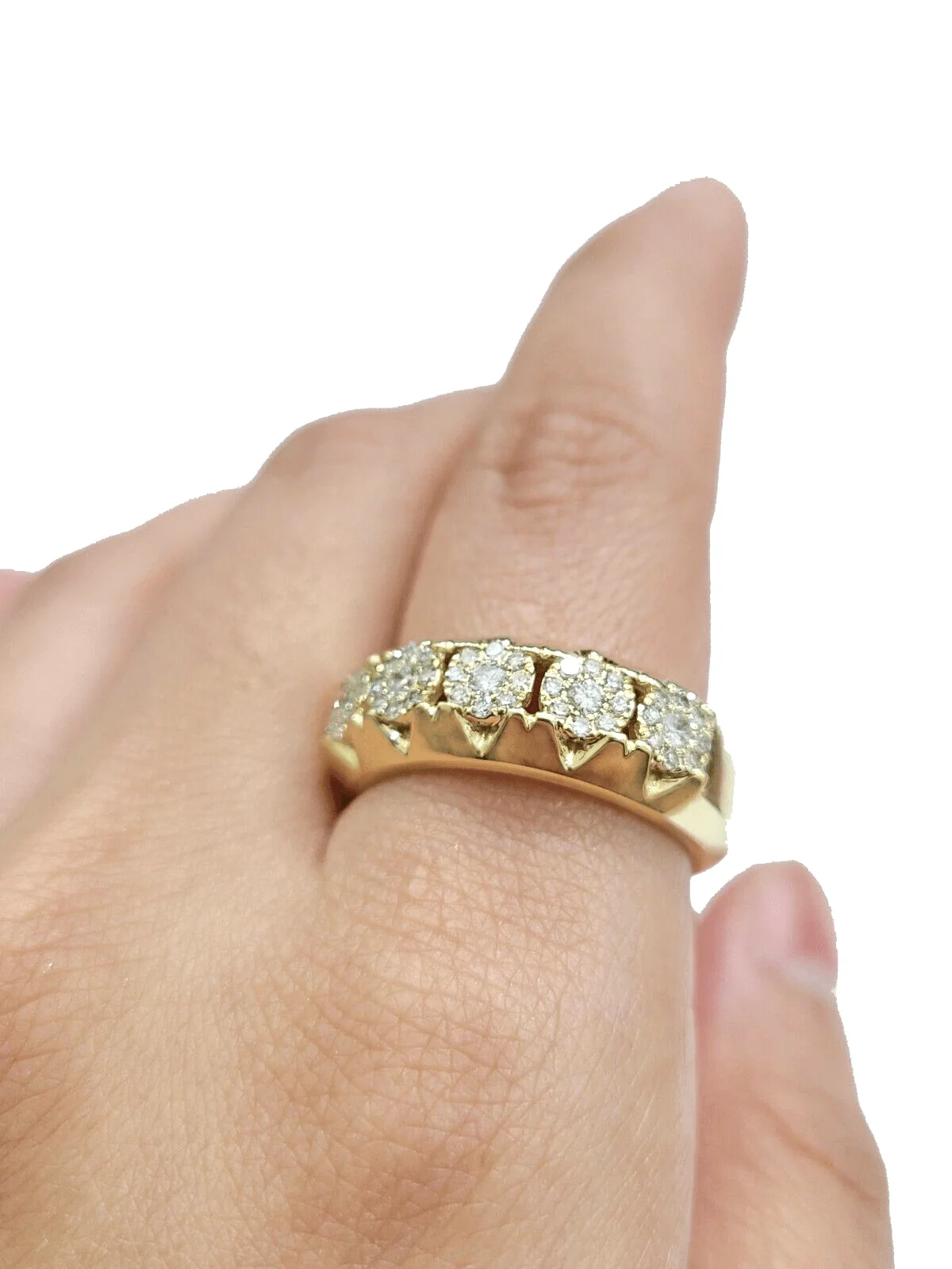 Real Diamond Mens Ring 14k Real Gold Band 14kt Yellow Gold 10" Genuine Diamonds - Image 3