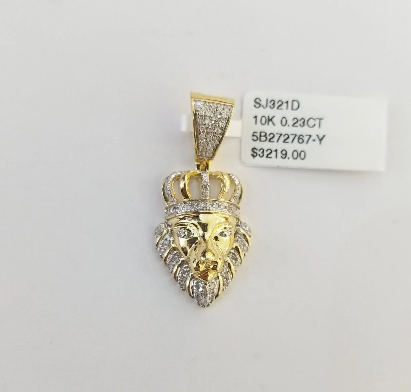 Real Diamond Pendant King Lion Head Men Crown Charm 10k Yellow Gold 1" - Image 6
