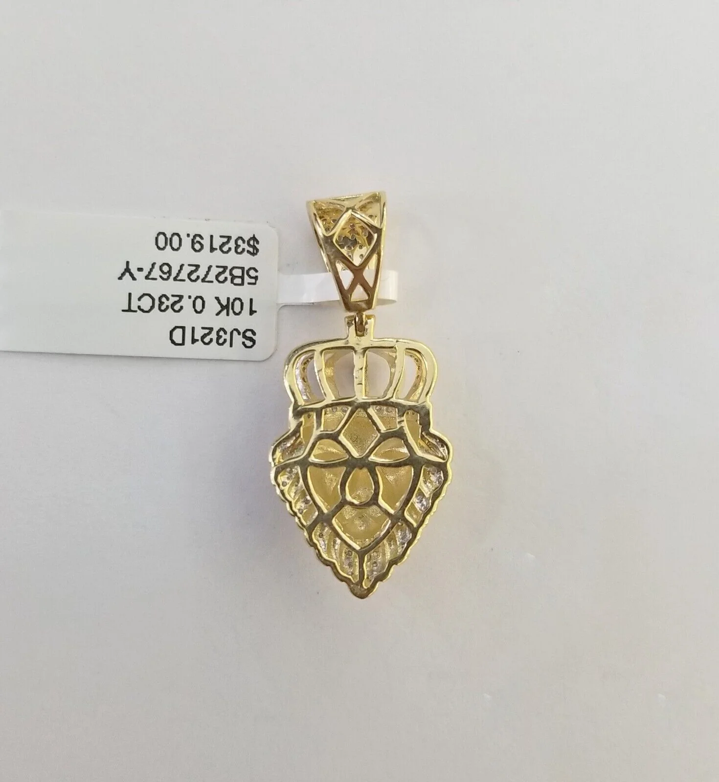 Real Diamond Pendant King Lion Head Men Crown Charm 10k Yellow Gold 1" - Image 7