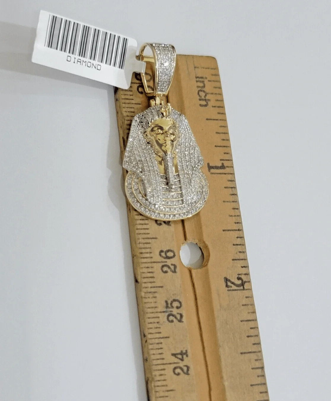 Real Diamond Pharoah Charm Pendant 10k Yellow Gold 0.85 CT Natura Chain Necklace - Image 2