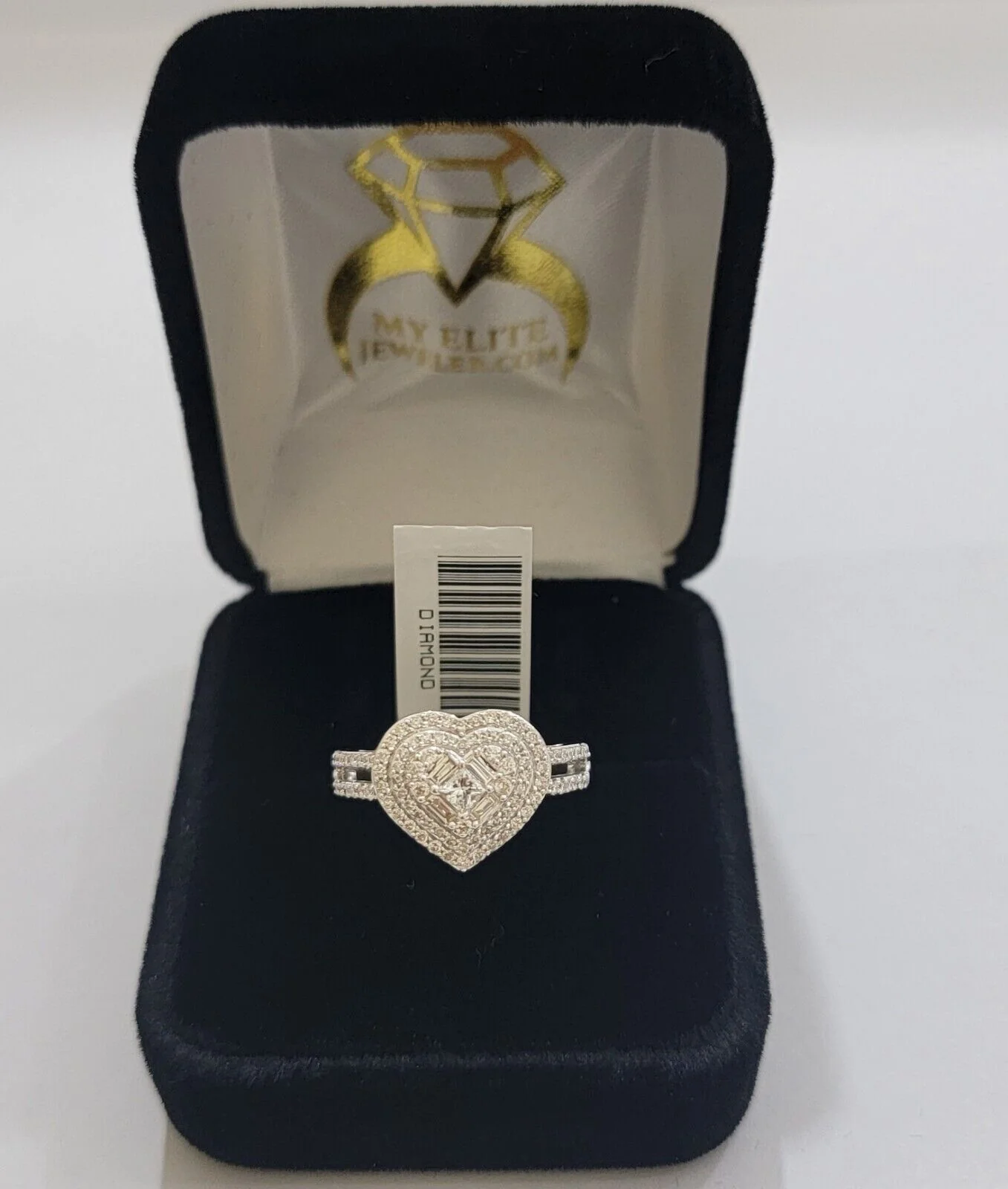 Real Diamond Ring Heart Shape 10k White Gold 0.60 CT Natural Diamond Ladies Band - Image 2