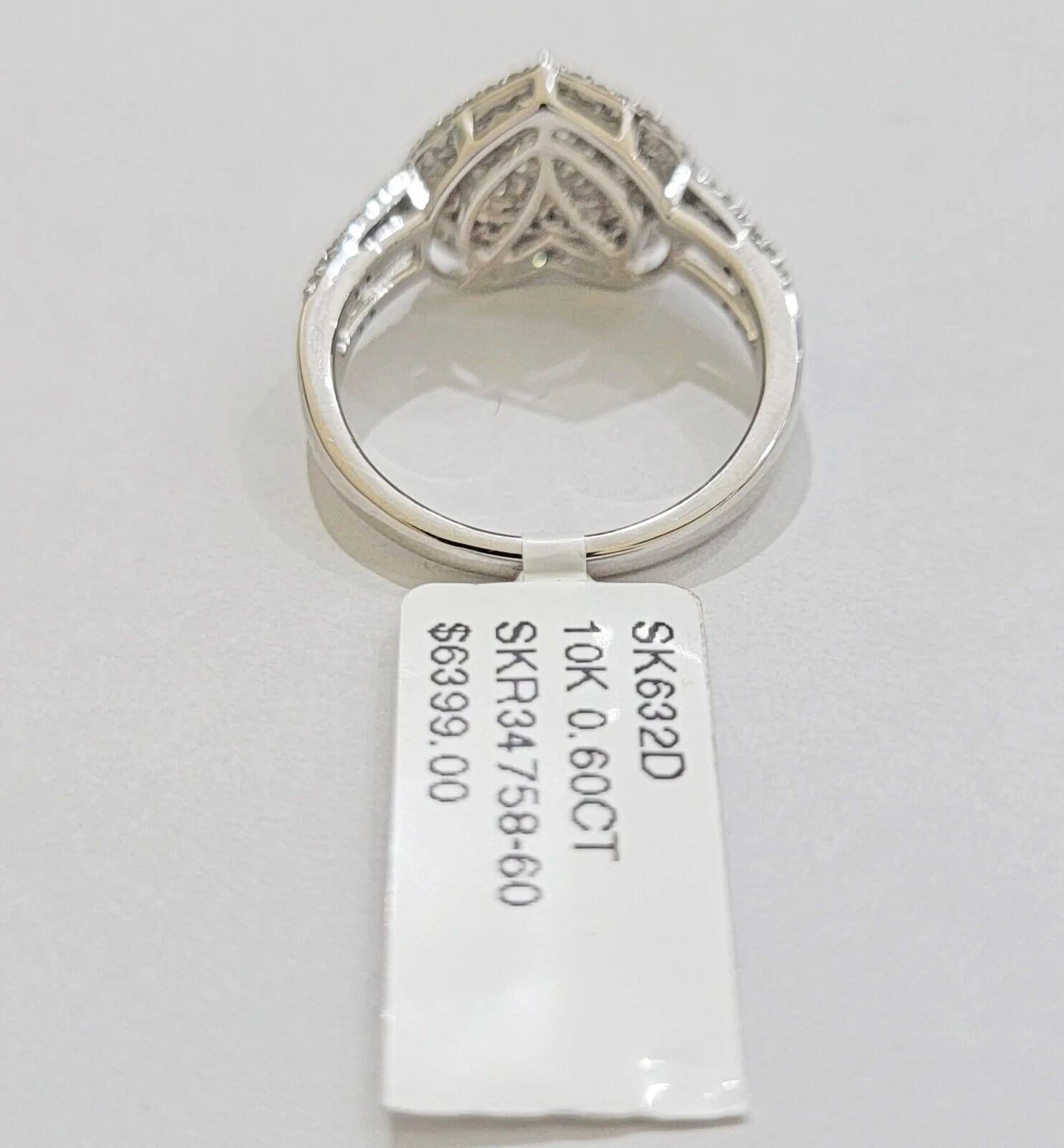 Real Diamond Ring Heart Shape 10k White Gold 0.60 CT Natural Diamond Ladies Band - Image 5