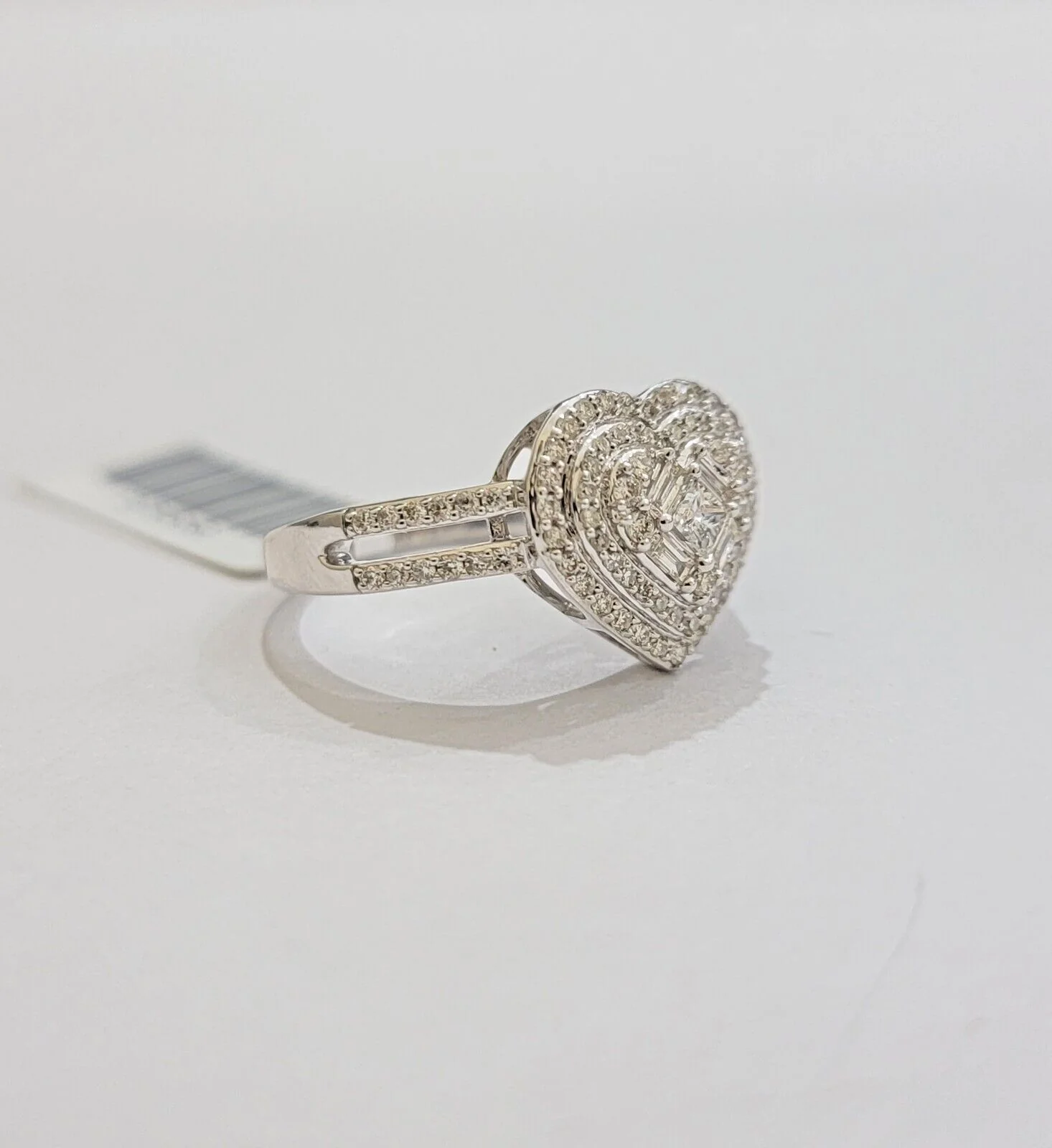 Real Diamond Ring Heart Shape 10k White Gold 0.60 Ct Natural Diamond Ladies Band - Image 4