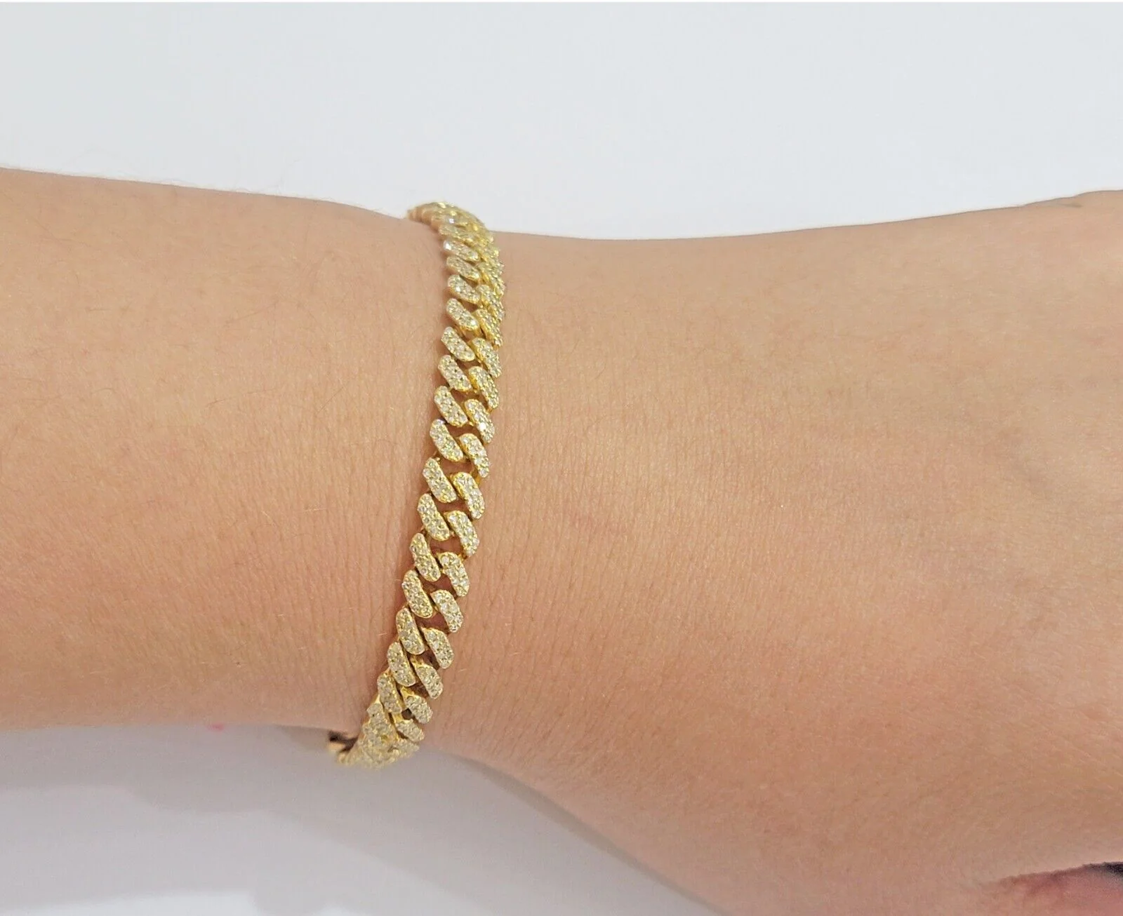 Real diamonds bracelet cuban link 10kt Yellow Gold Solid 7.5 Inch men women - Image 4
