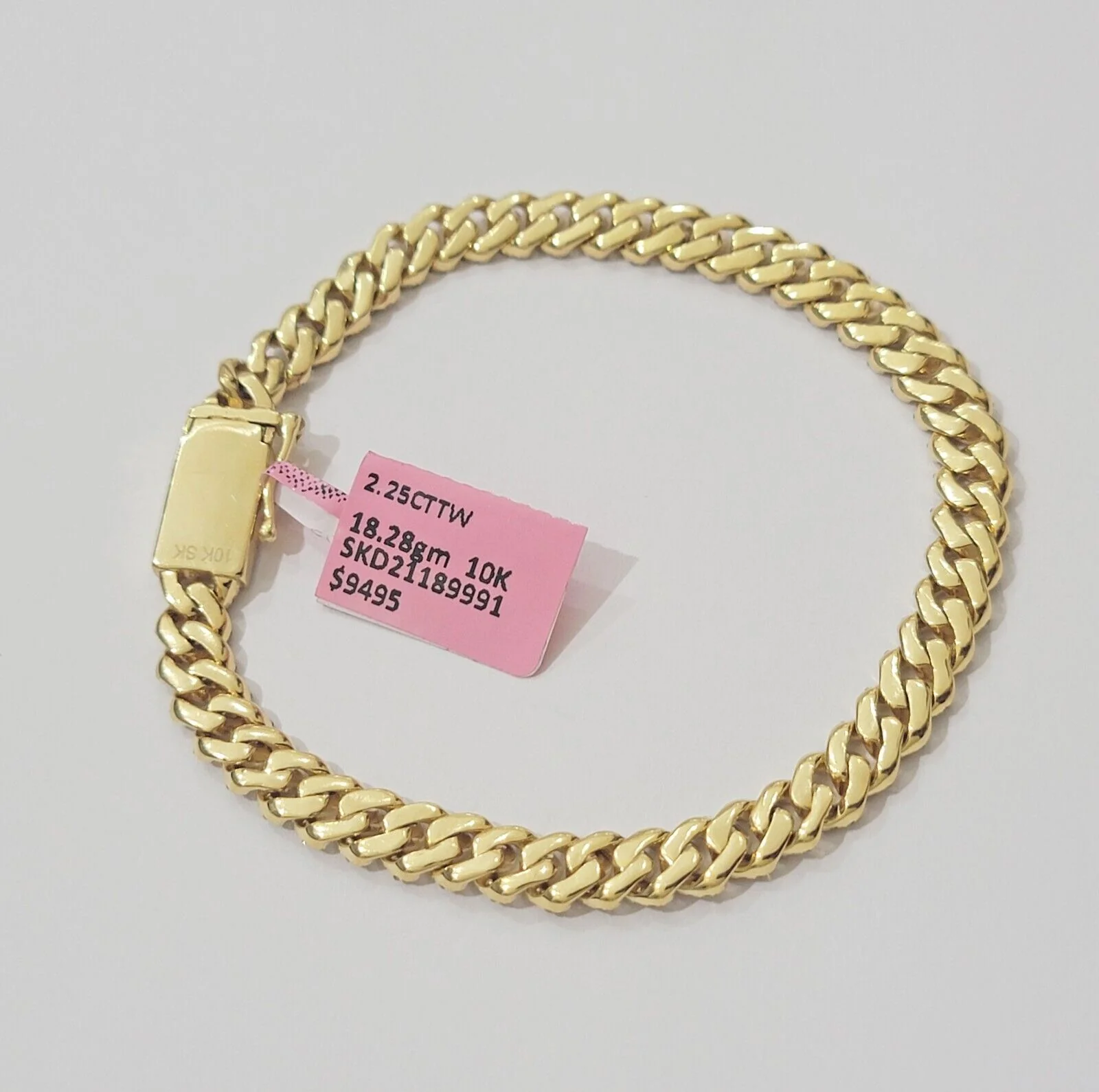 Real diamonds bracelet cuban link 10kt Yellow Gold Solid 7.5 Inch men women - Image 5