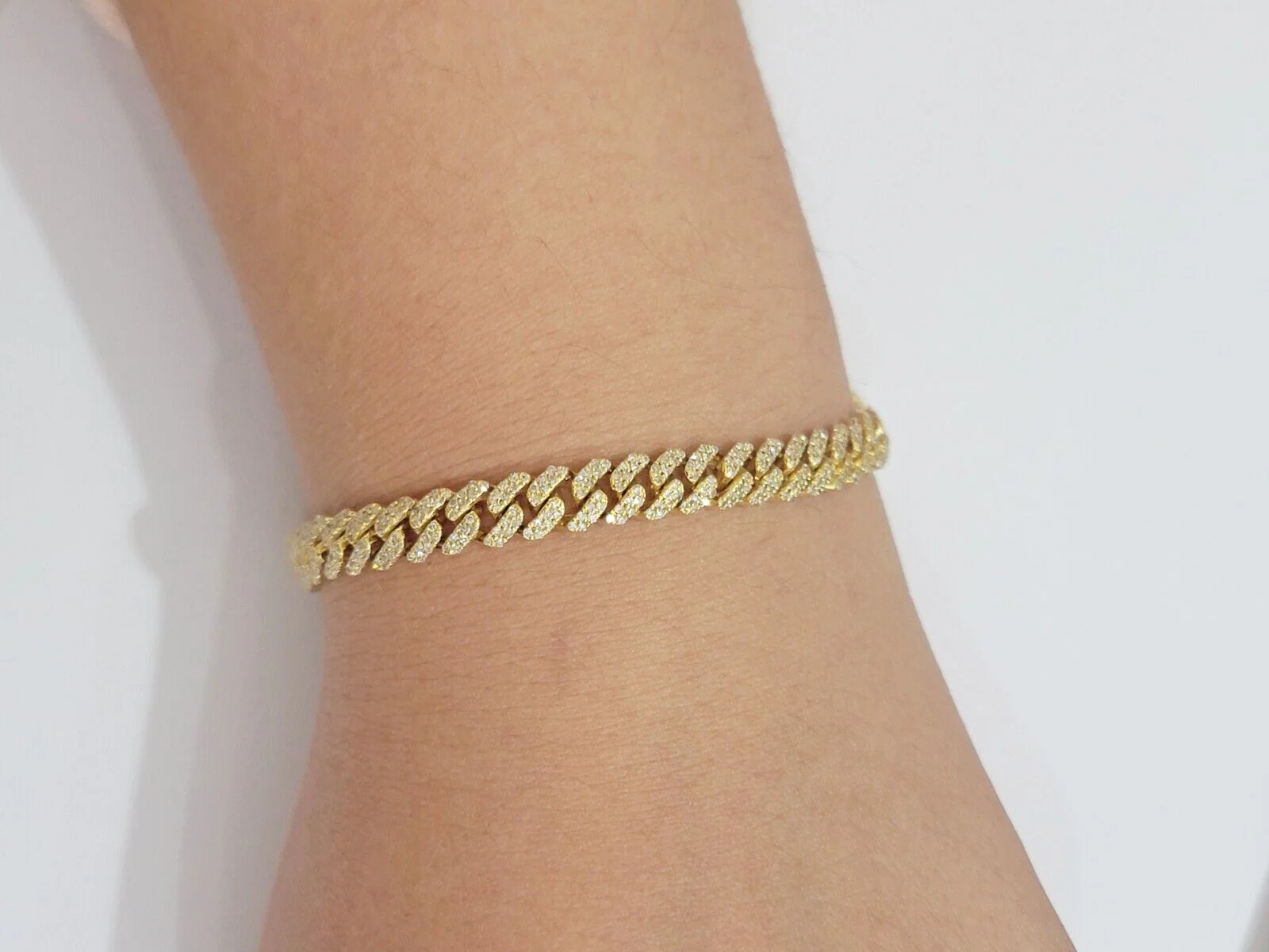 Real diamonds bracelet cuban link 10kt Yellow Gold Solid 7.5 Inch men women - Image 6