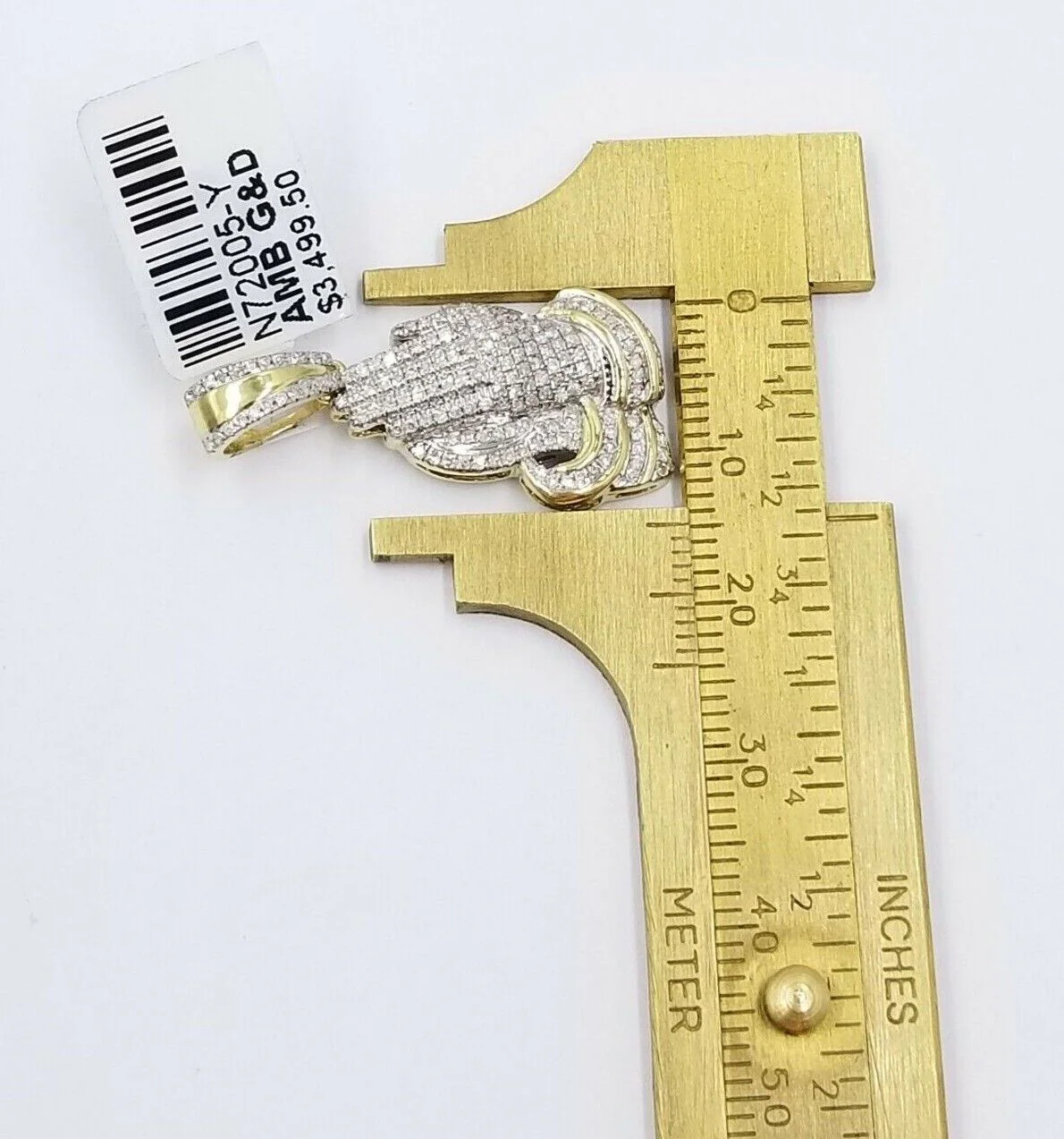 Real Diamonds Praying hand Charm Pendant 0.45CT Diamond ,10KT Real Yellow Gold - Image 5