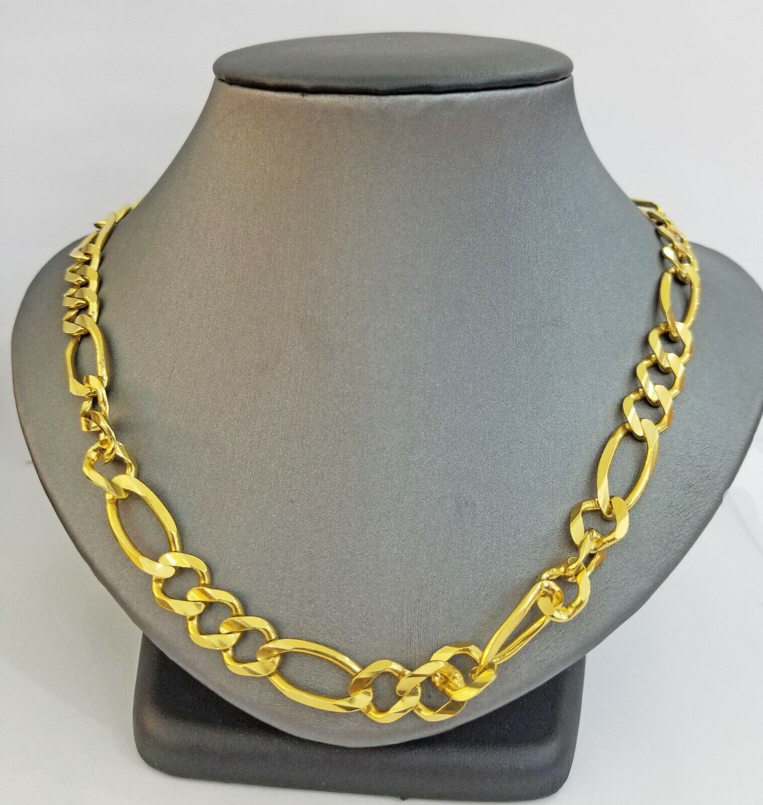 Real Figaro Link Chain 14k solid yellow gold 24inch Necklace Men Women 10mm 14kt - Image 3