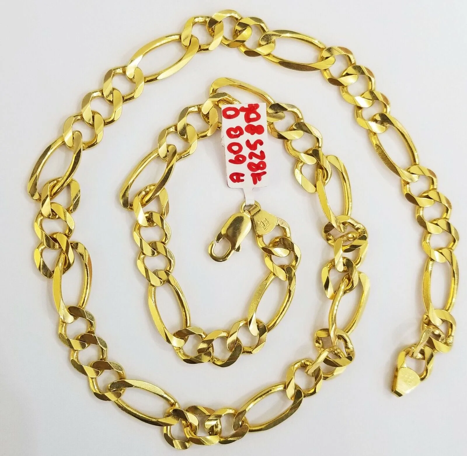 Real Figaro Link Chain 14k solid yellow gold 24inch Necklace Men Women 10mm 14kt - Image 4
