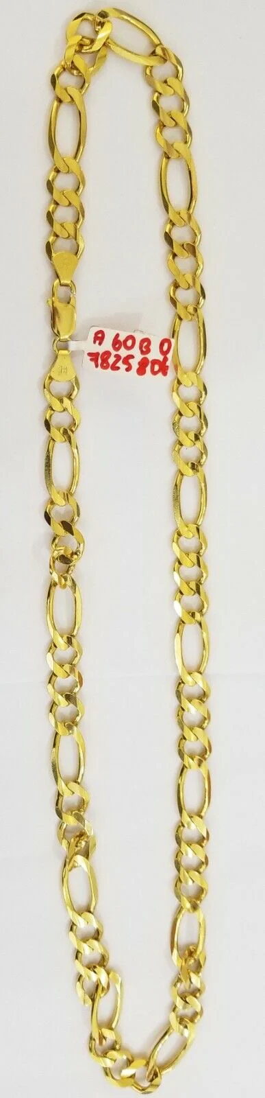 Real Figaro Link Chain 14k solid yellow gold 24inch Necklace Men Women 10mm 14kt - Image 6