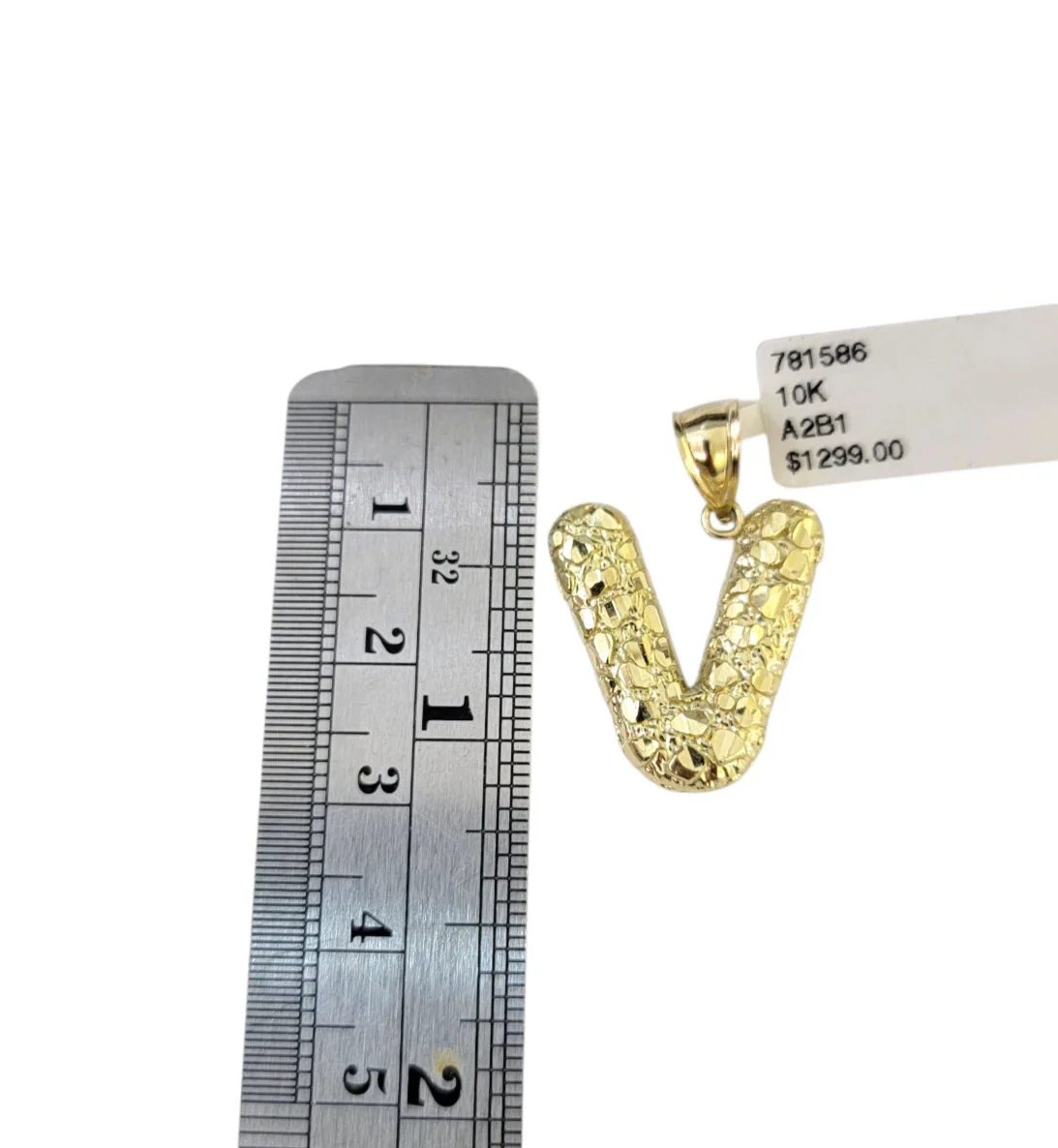 Real Gold 10k Chain Miami Cuban Link 2.5mm V Initial Charm Necklace Pendant SET - Image 5