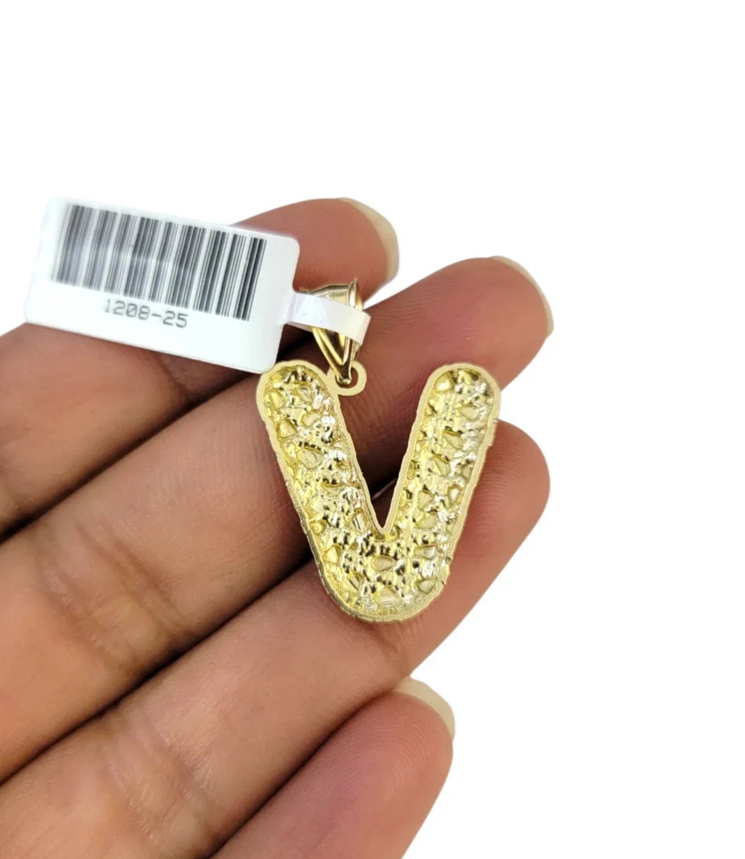 Real Gold 10k Chain Miami Cuban Link 2.5mm V Initial Charm Necklace Pendant SET - Image 6