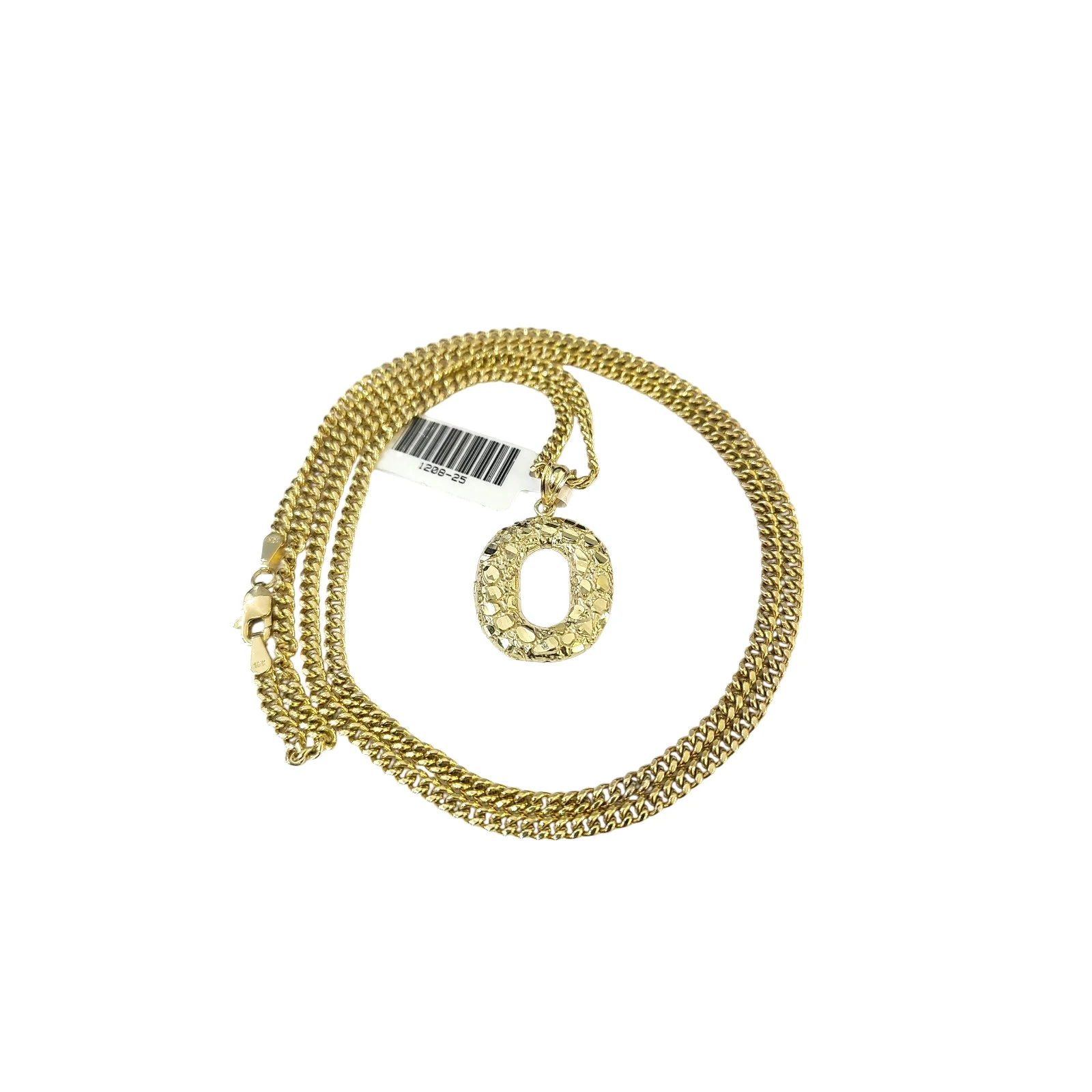 Real Gold 10k Chain Miami Cuban Link Necklace Pendant SET O Initial Charm 2.5mm - Image 5