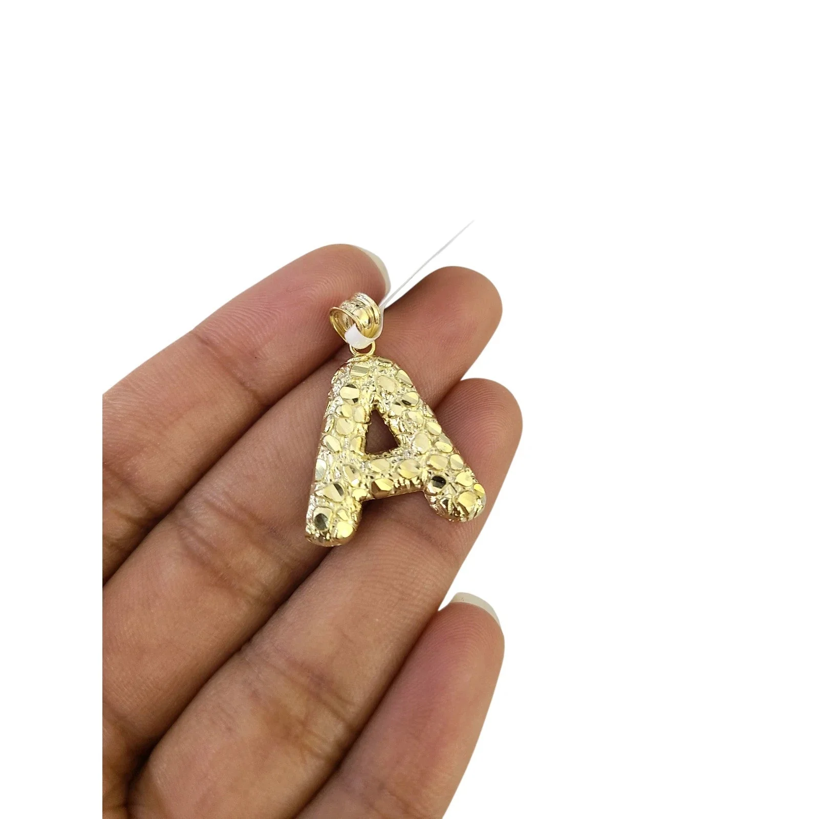 Real Gold 10k Chain Pendant SET A Initial Charm Miami Cuban Link Necklace 2.5mm - Image 4