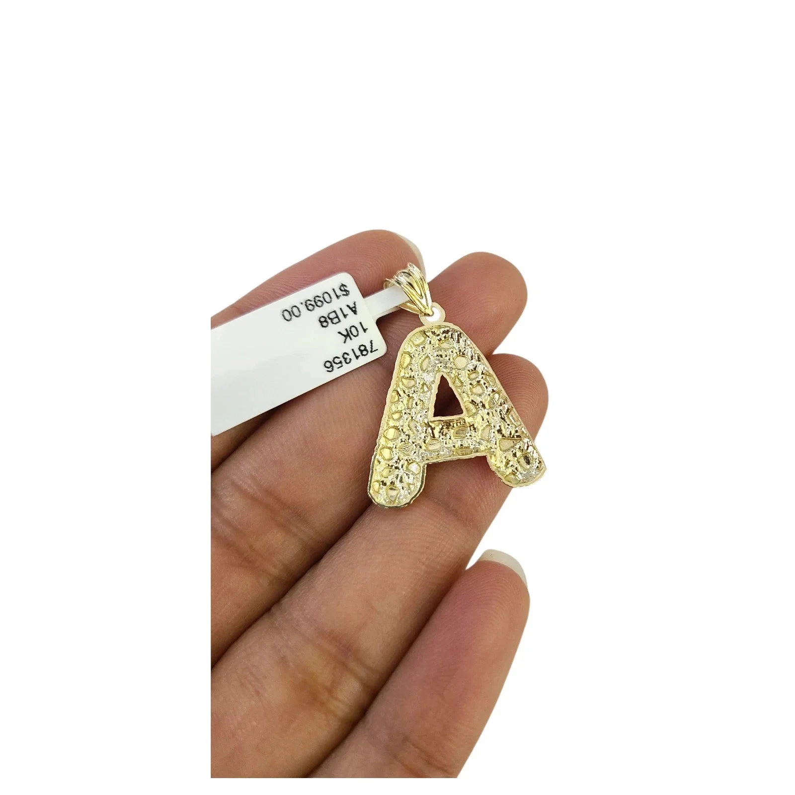 Real Gold 10k Chain Pendant SET A Initial Charm Miami Cuban Link Necklace 2.5mm - Image 7