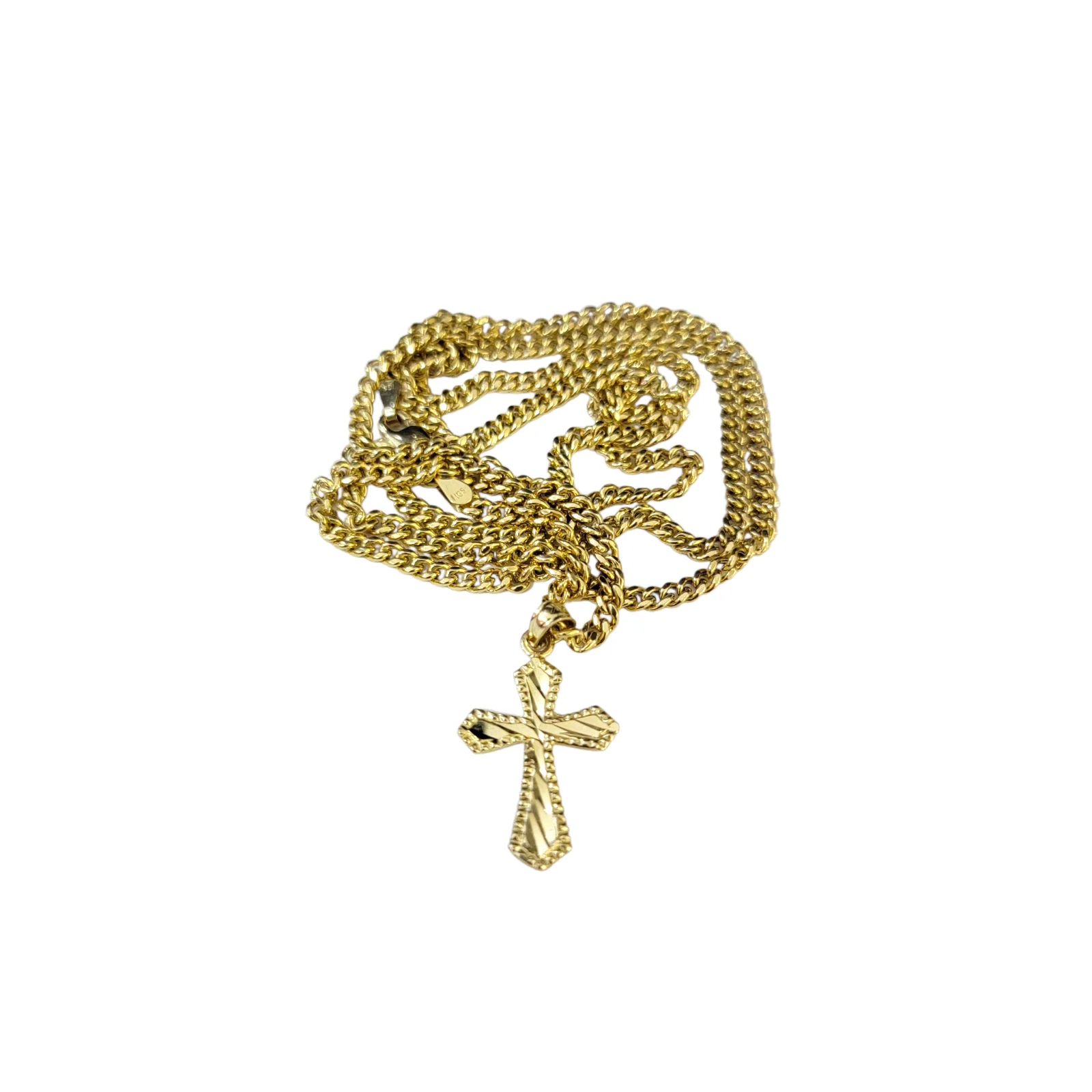 Real Gold 10k Chain Pendant SET Cross Charm Miami Cuban Link Necklace 2.5mm - Image 5