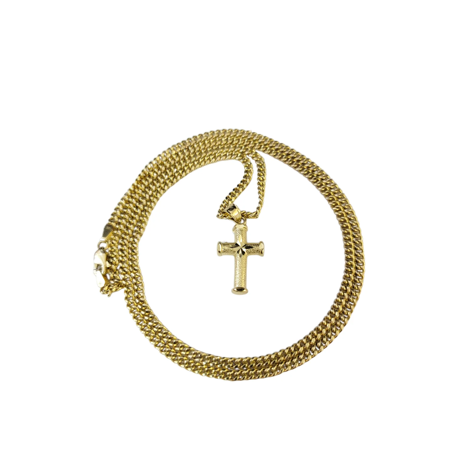 Real Gold 10k Chain Pendant SET Cross Charm Miami Cuban Link Necklace 2.5mm - Image 2