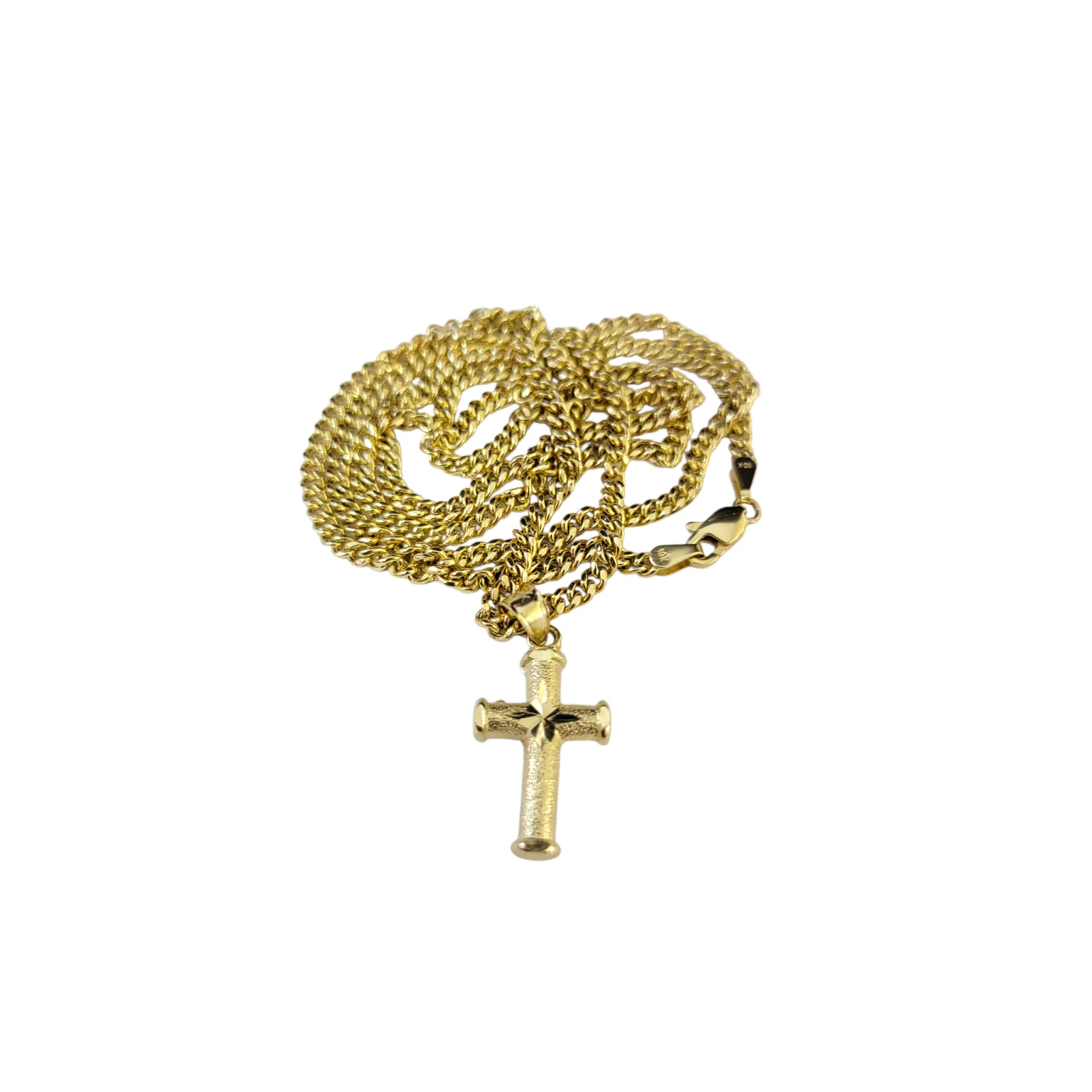 Real Gold 10k Chain Pendant SET Cross Charm Miami Cuban Link Necklace 2.5mm - Image 4
