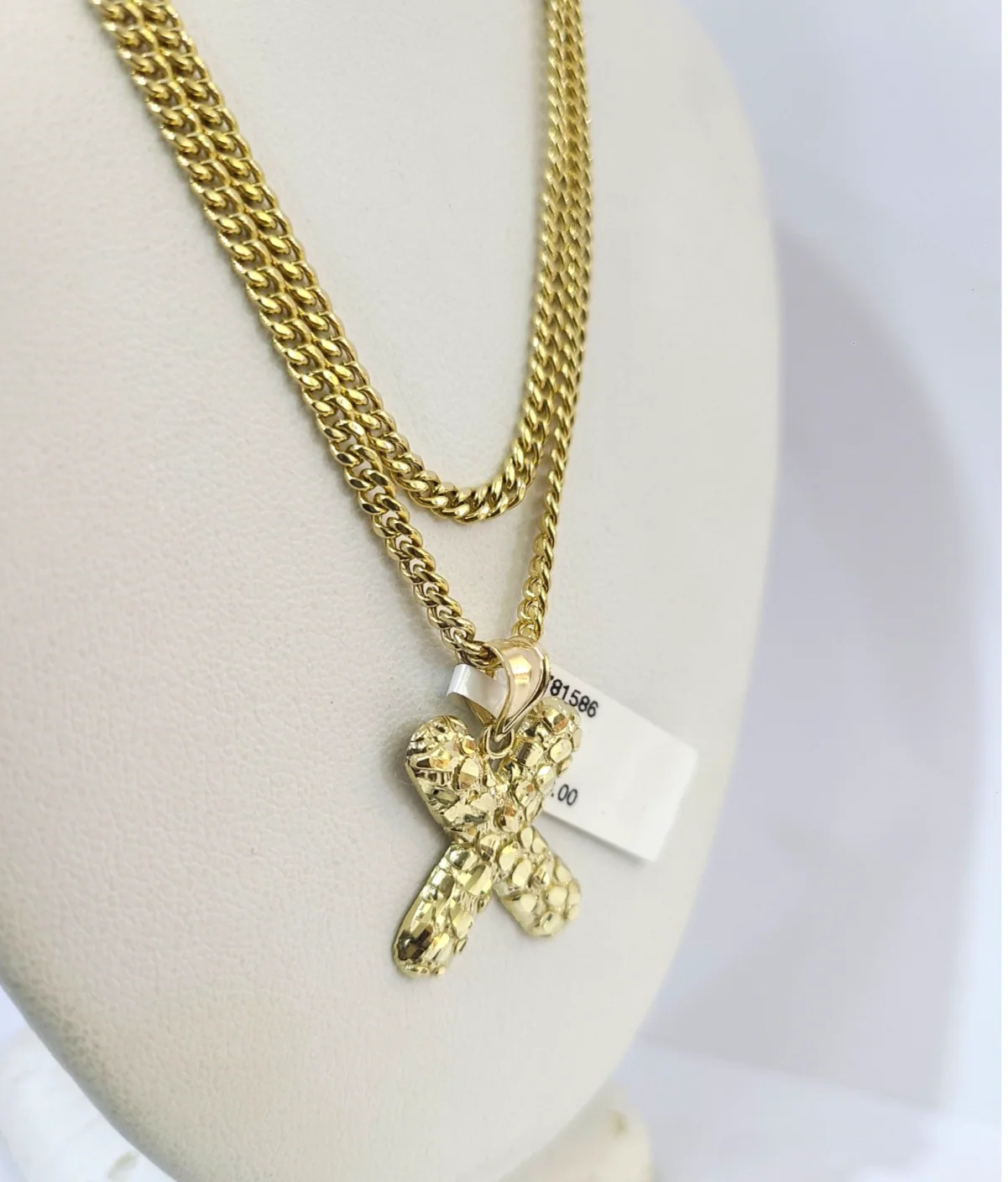 Real Gold 10k Chain X Initial Charm Miami Cuban Link 2.5mm Necklace Pendant SET - Image 5