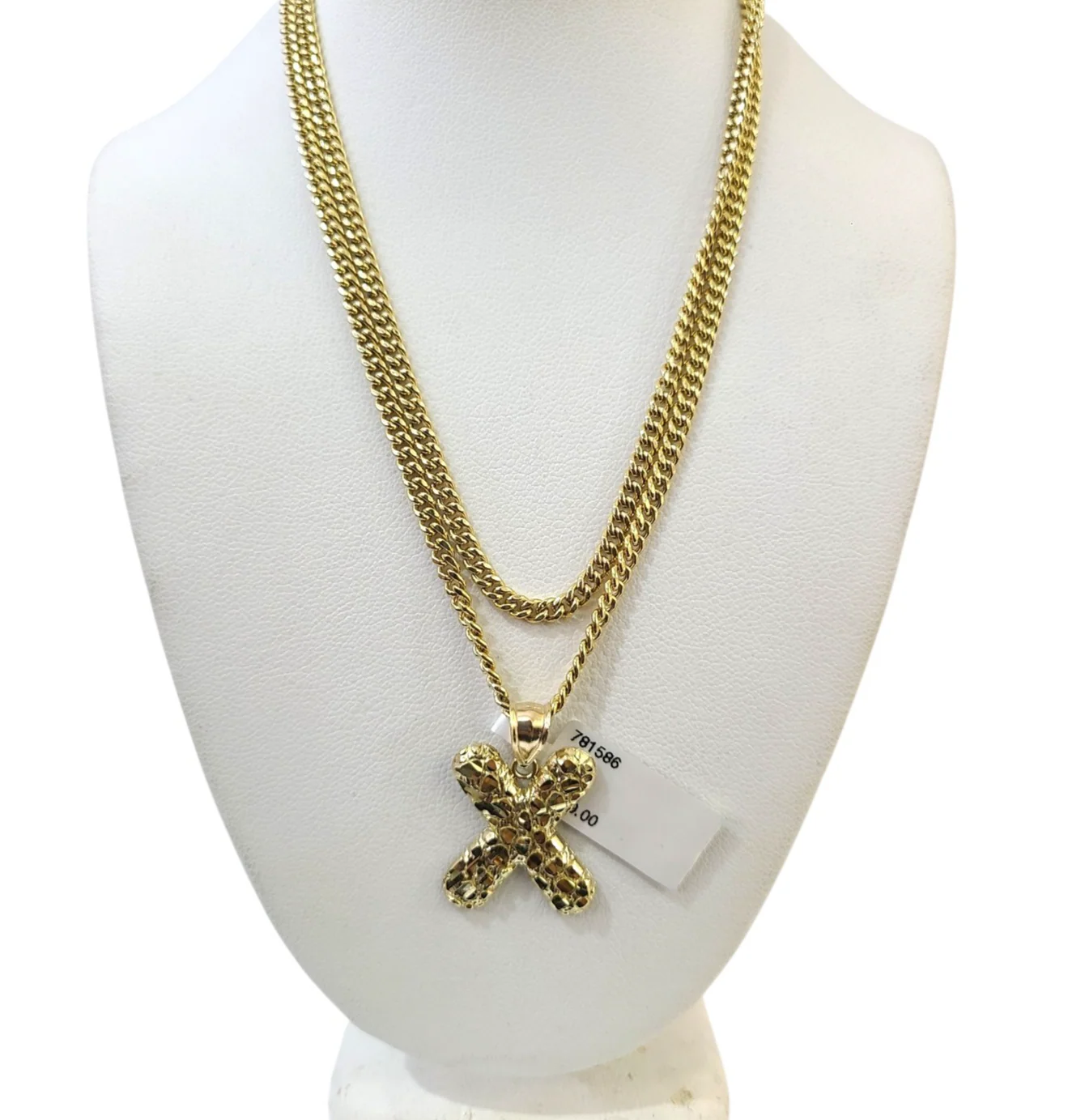 Real Gold 10k Chain X Initial Charm Miami Cuban Link 2.5mm Necklace Pendant SET - Image 7