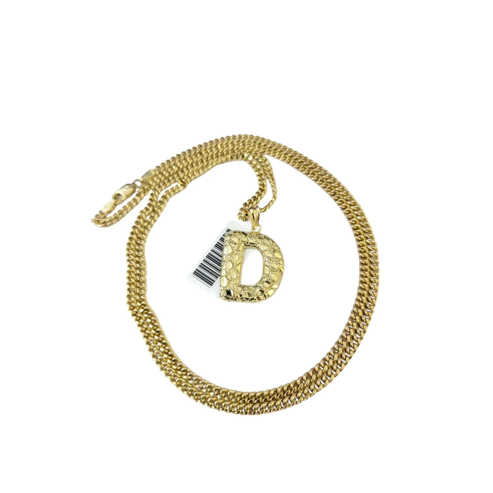 Real Gold 10k Miami Cuban Link Chain 2.5mm Pendant SET D Initial Charm Necklace - Image 6