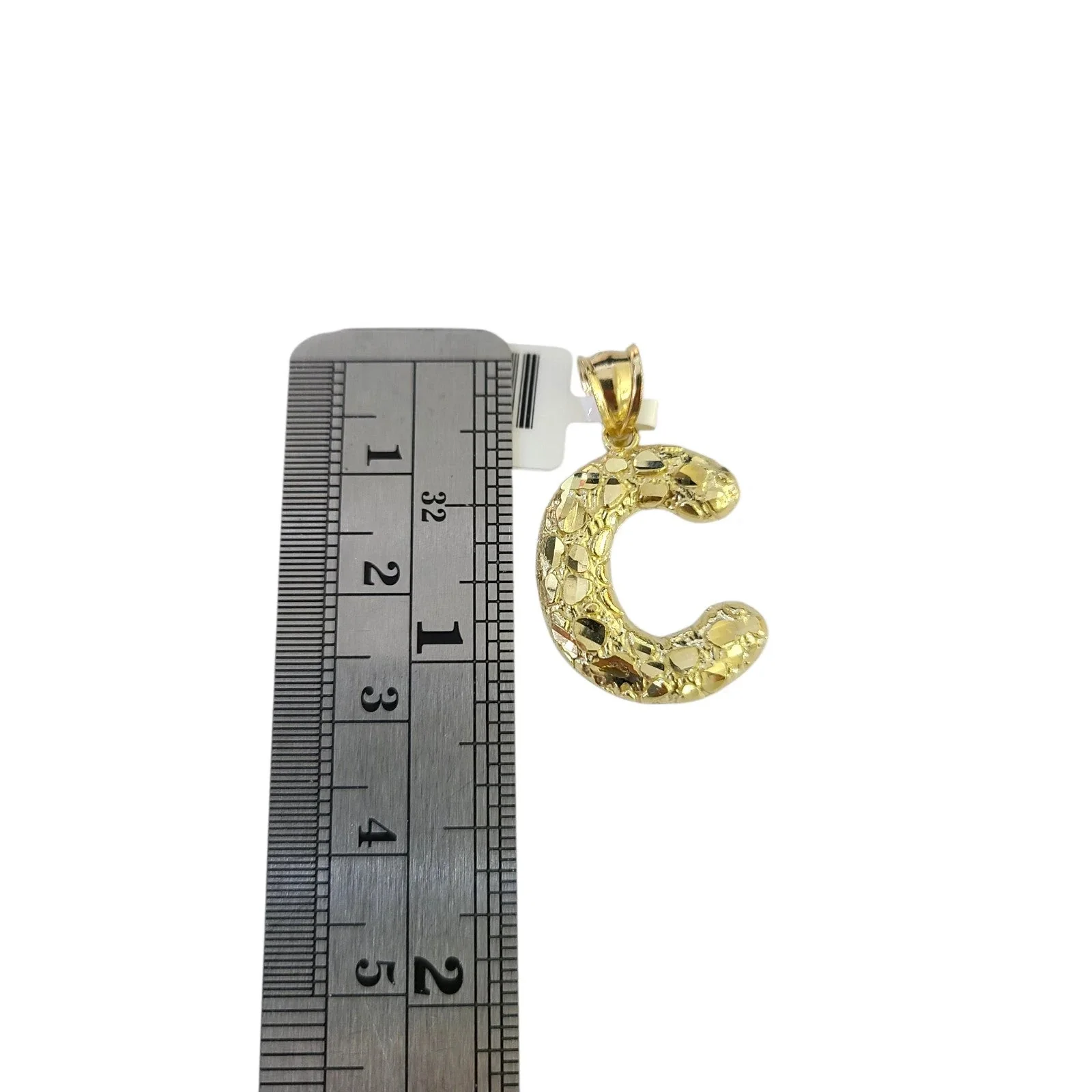 Real Gold 10k Miami Cuban Link Chain Pendant SET C Initial Charm Necklace 2.5mm - Image 2