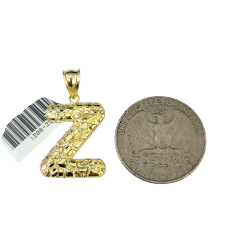 Real Gold 10k Miami Cuban Link Necklace 2.5mm Chain Z Initial Charm Pendant SET - Image 3