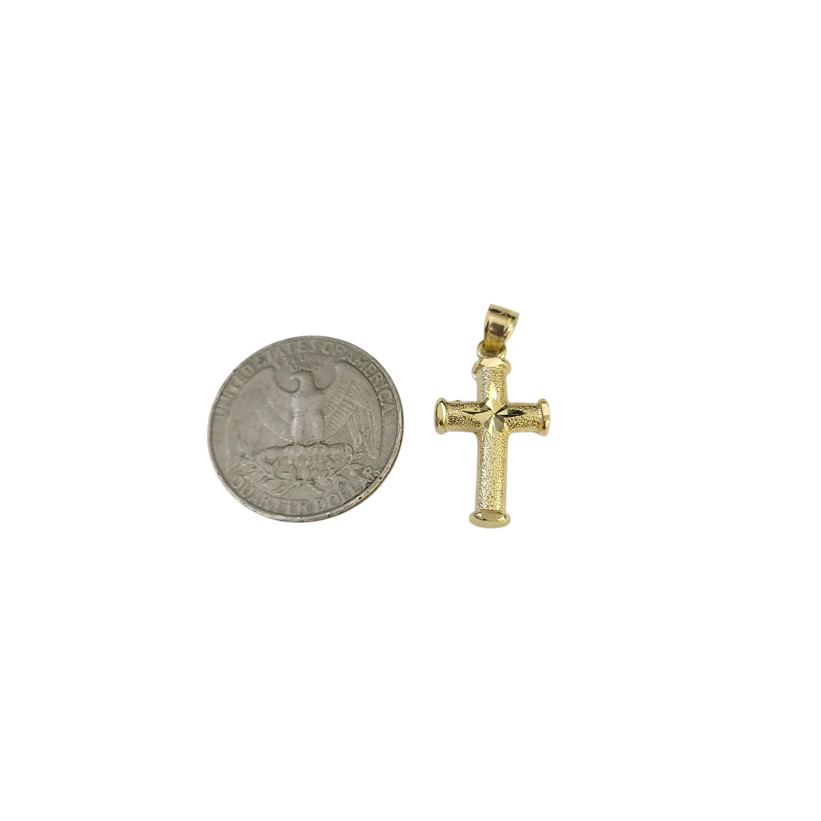 Real Gold 10k Rope Chain Cross Charm Necklace Pendant Set 2mm 16"-26" Gold - Image 2