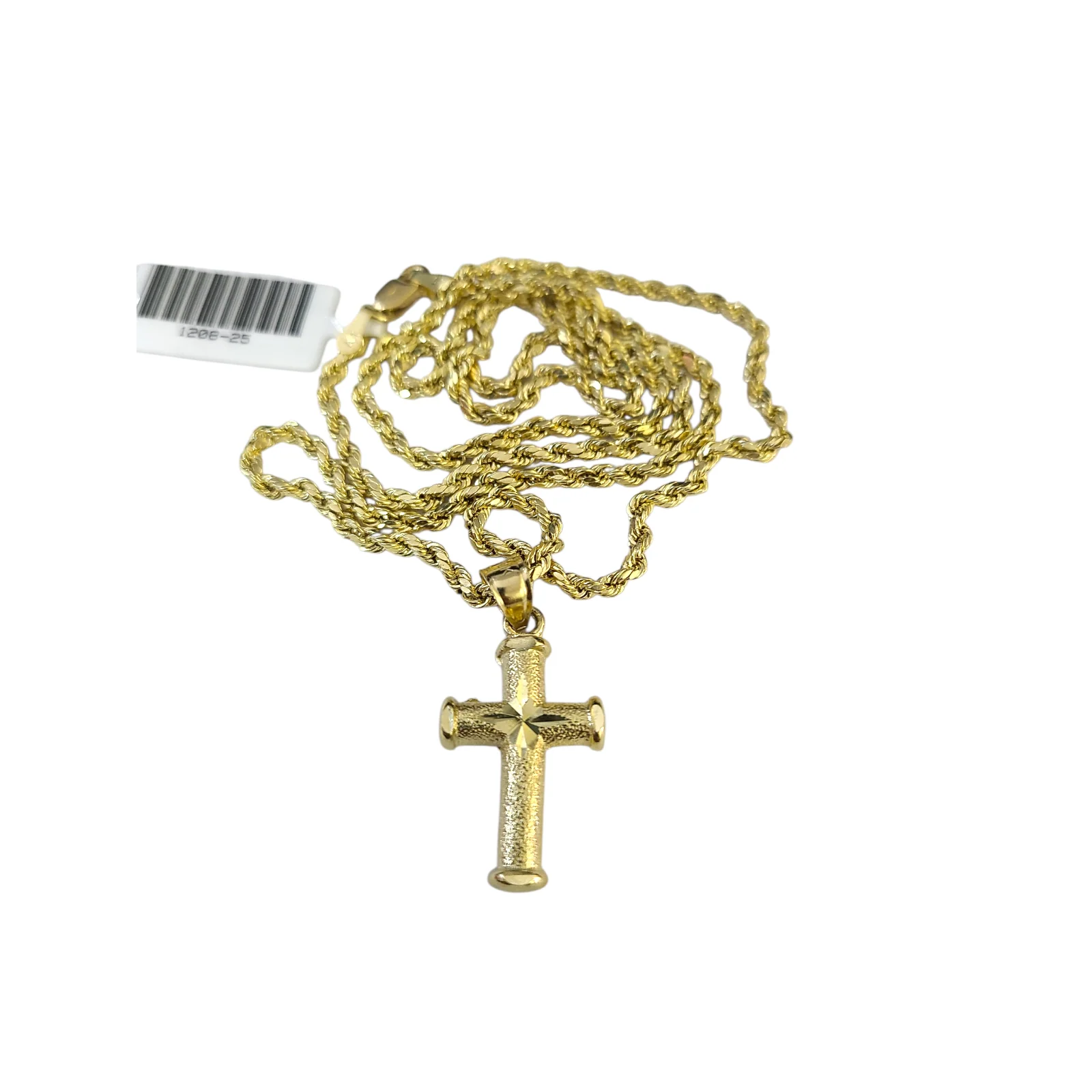 Real Gold 10k Rope Chain Cross Charm Necklace Pendant Set 2mm 16"-26" Gold - Image 6