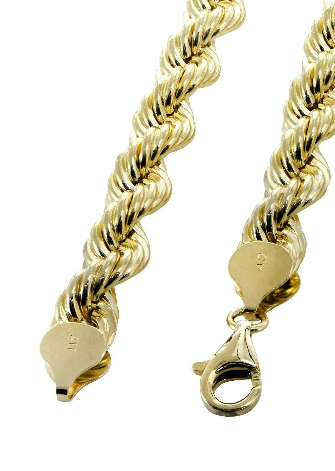 Real Gold 10k Rope Necklace Men' Chain 8mm 18"-30" Inch Yellow Gold Diamond Cuts - Image 10