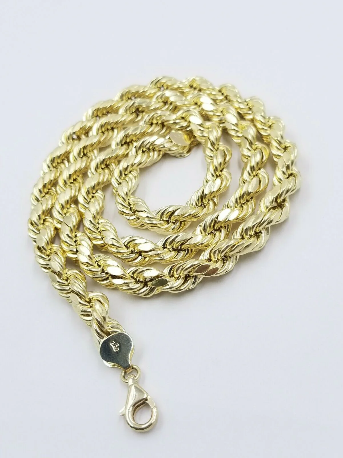 Real Gold 10k Rope Necklace Men' Chain 8mm 18"-30" Inch Yellow Gold Diamond Cuts - Image 5