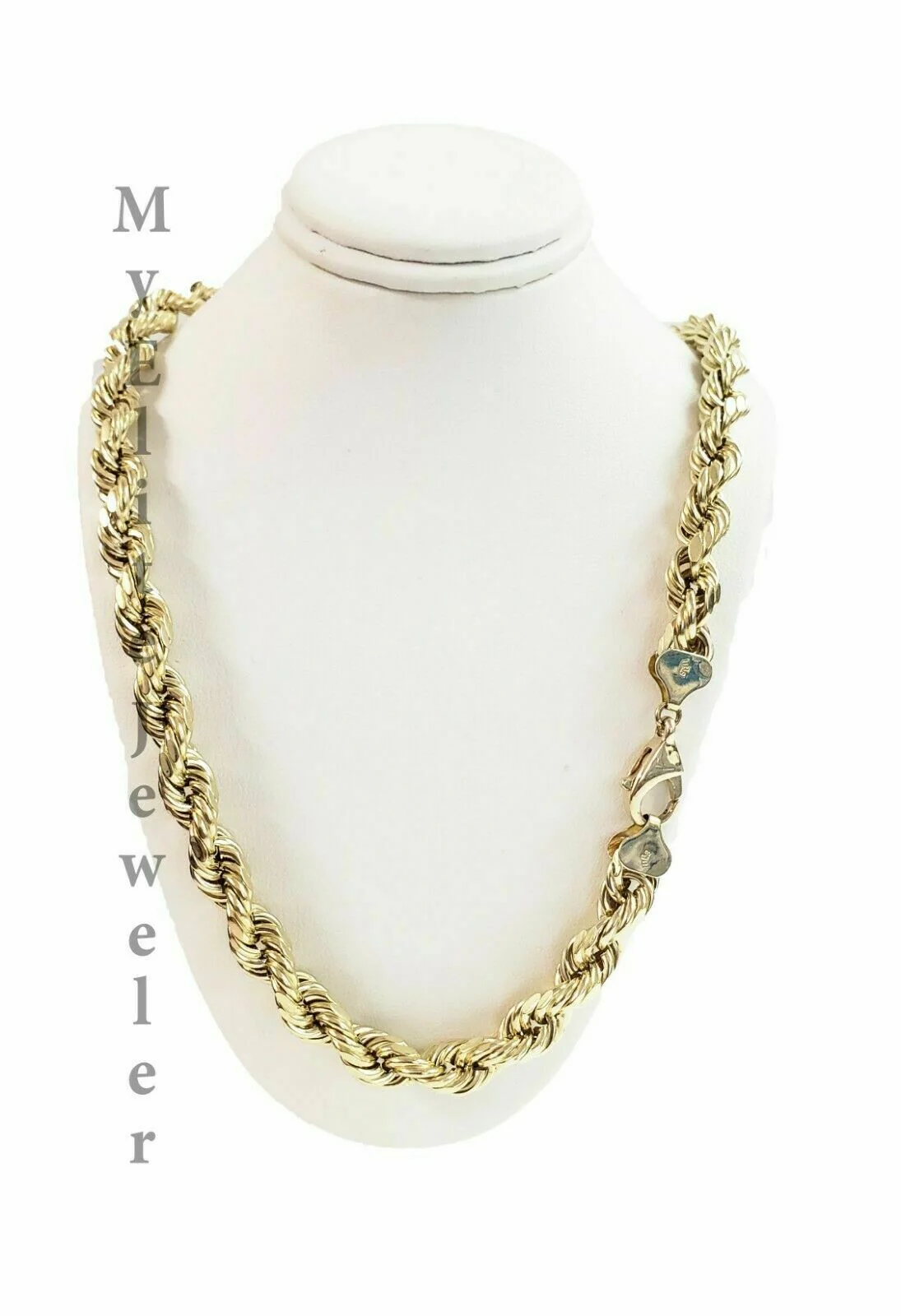 Real Gold 10k Rope Necklace Men' Chain 8mm 18"-30" Inch Yellow Gold Diamond Cuts - Image 7